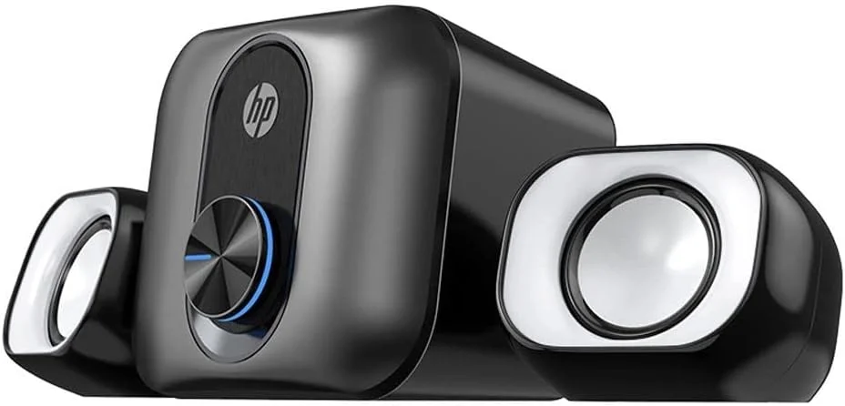 اسپیکر مشکی 2.1 کاناله HP مدل DHS-2111S با تغذیه USB و اتصال 3.5 میلی‌متری، توان ساب ووفر 5 وات مدل 2B285AA
