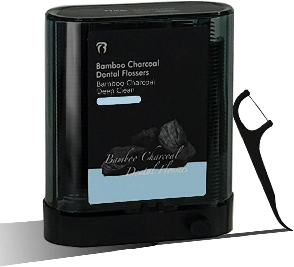 جعبه نخ دندان قابل حمل NALACAL، جعبه نخ دندان مشکی، جعبه نخ دندان بازشو با فشار چپ و راست، جعبه نخ دندان قابل شارژ شامل 88 عدد نخ دندان بدون طعم