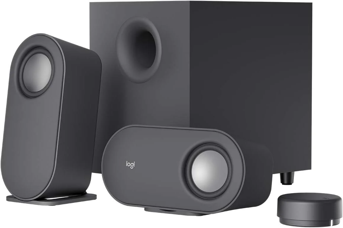 اسپیکر کامپیوتر بلوتوثی Logitech Z407 با ساب ووفر و کنترل بی سیم، صدای فراگیر، صدای ممتاز با ورودی های متعدد، اسپیکر USB، مشکی