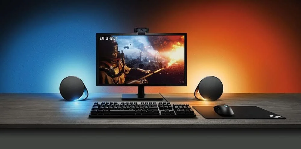 سیستم بلندگوی گیمینگ کامپیوتر Logitech G560 با صدای فراگیر 7.1 DTS:X Ultra، نورپردازی RGB مبتنی بر بازی LIGHTSYNC، دو بلندگو و ساب ووفر، تجربه گیمینگ فراگیر - مشکی