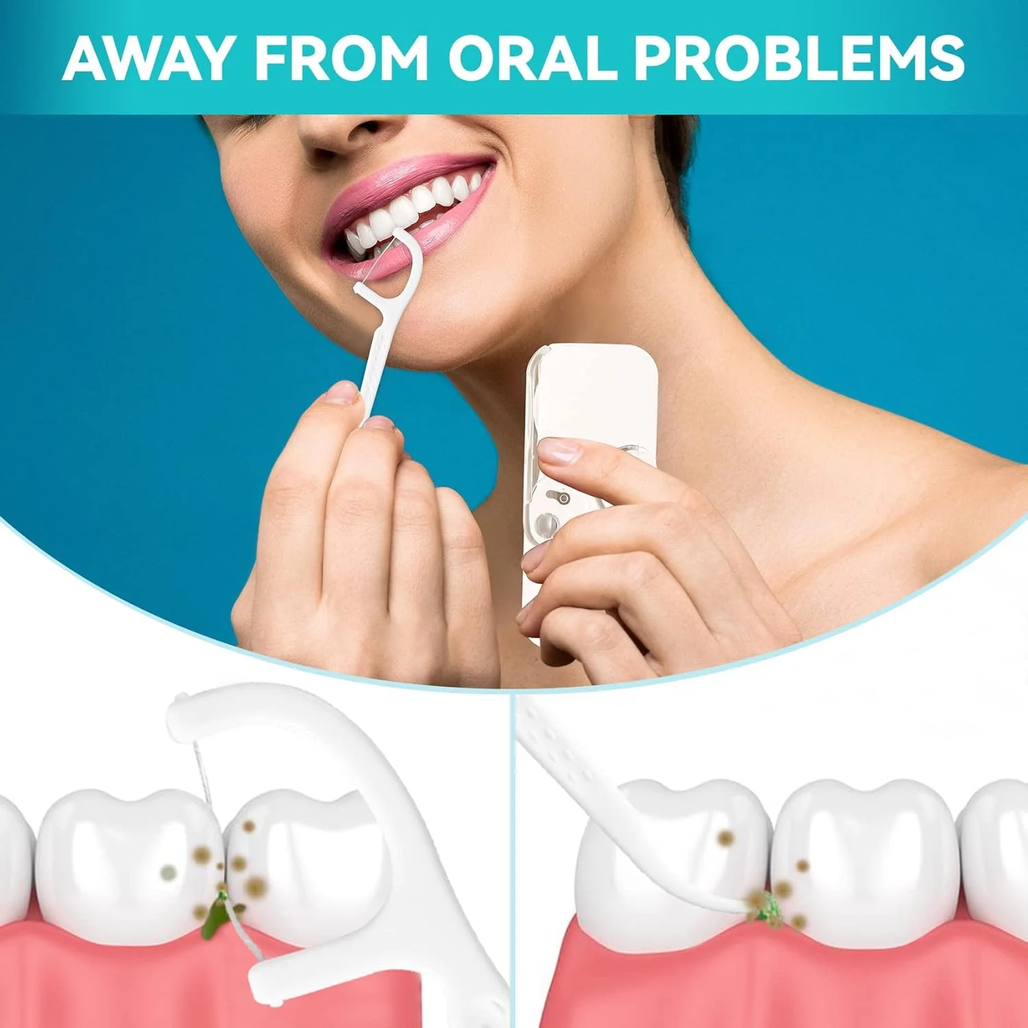 ظرف نخ دندان قابل حمل NALACAL، ظرف نگهدارنده نخ دندان قابل پر کردن مجدد با 48 عدد نخ دندان، سازمان دهنده خودکار نخ دندان، جعبه نخ دندان مسافرتی برای تمیز کردن دندان (بسته 4 عددی)
