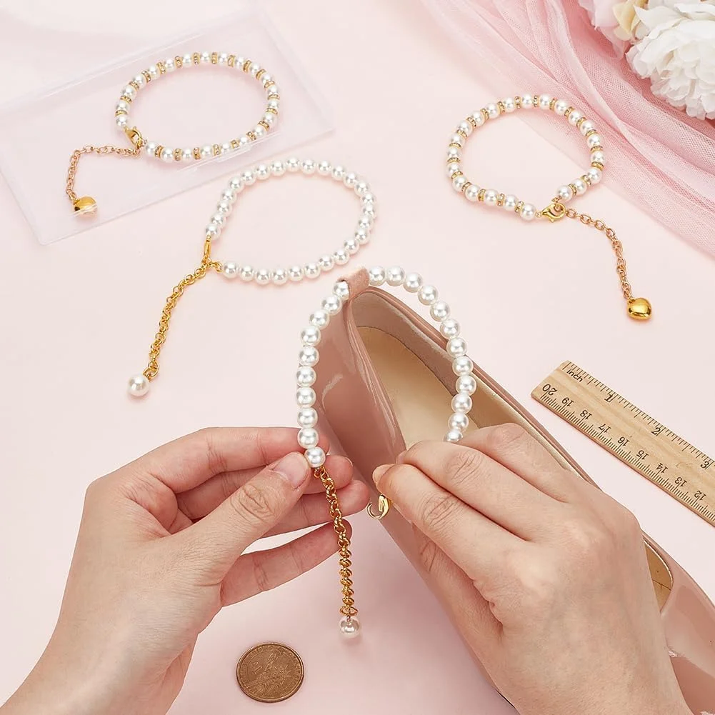 2 Pairs Pearl Shoe Straps for Women, Detachable 8.6 Inch Beaded Imitation Pearl Foot Anklets, Elegant Decorative Shoe Laces for High Heels, Sandals, Holding Loose Shoes Securely 2 Pairs Pearl Shoe Straps for Women, Detachable 8.6 Inch Beaded Imitation Pearl Foot Anklets, Elegant Decorative Shoe Laces for High Heels, Sandals, Holding Loose Shoes Securely
