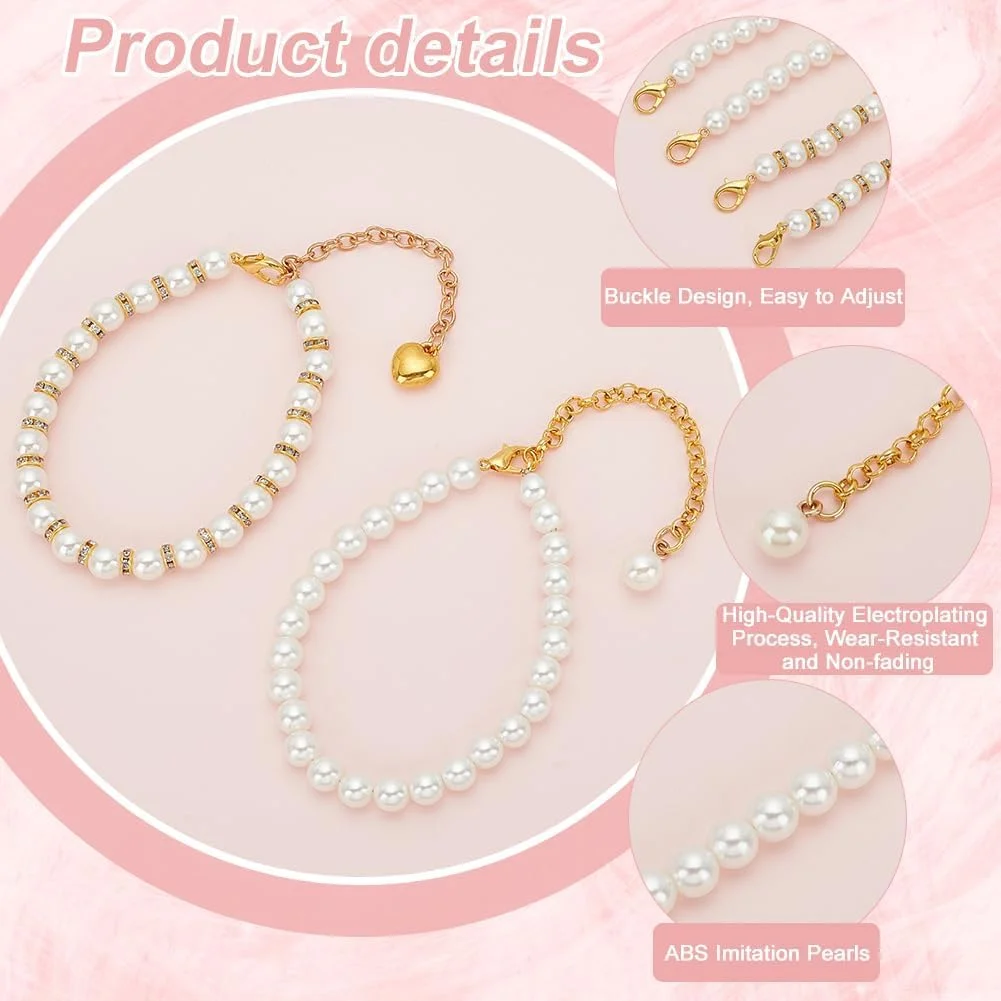 2 Pairs Pearl Shoe Straps for Women, Detachable 8.6 Inch Beaded Imitation Pearl Foot Anklets, Elegant Decorative Shoe Laces for High Heels, Sandals, Holding Loose Shoes Securely 2 Pairs Pearl Shoe Straps for Women, Detachable 8.6 Inch Beaded Imitation Pearl Foot Anklets, Elegant Decorative Shoe Laces for High Heels, Sandals, Holding Loose Shoes Securely