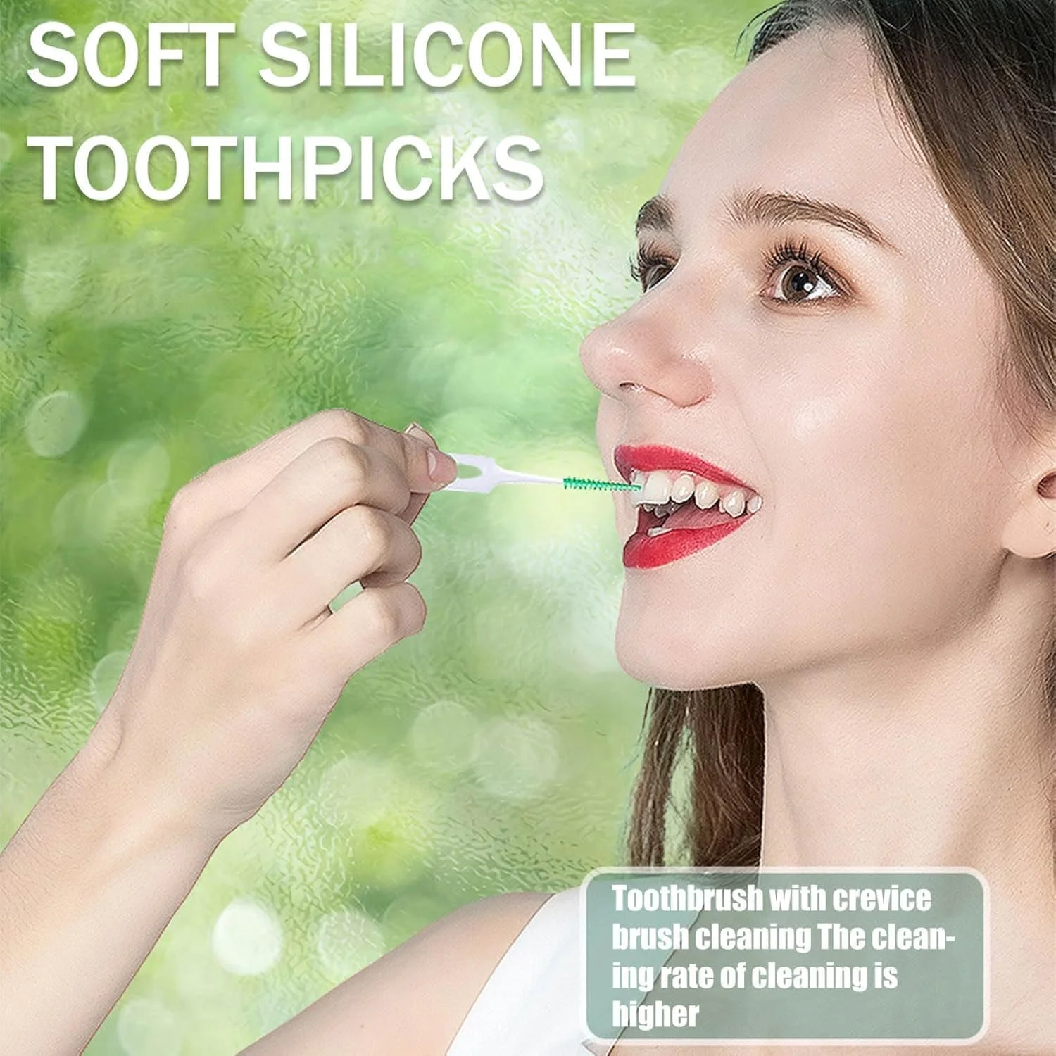 NALACAL 200 عدد خلال دندان سیلیکونی نرم قابل حمل - برس های نرم خلال دندان برای تمیز کردن دندان، ابزار مراقبت از دهان برای بزرگسالان و کودکان (سبز)
