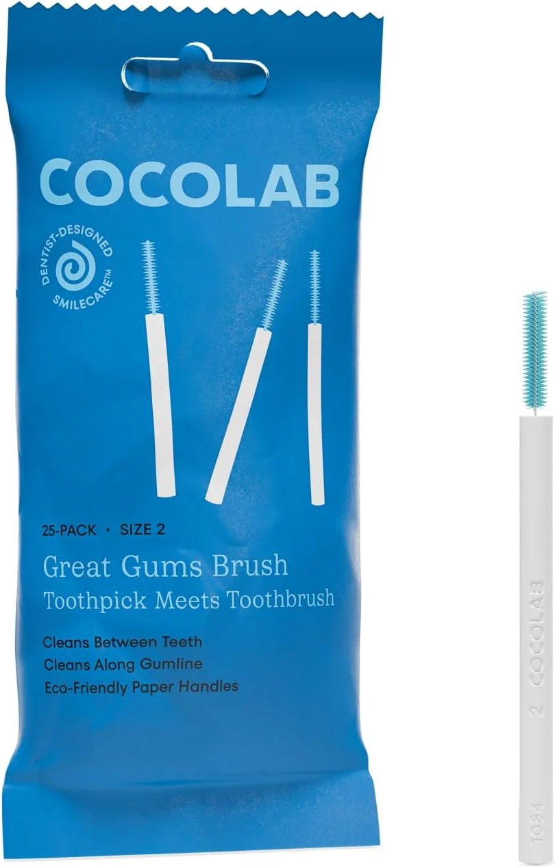 برس بین دندانی نرم Cocolab Great Gums، مکمل نخ دندان با کاربری آسان برای تمیز کردن دندان ها و سلامت لثه، سایز 2، بسته 25 عددی برس بین دندانی نرم Cocolab Great Gums، مکمل نخ دندان با کاربری آسان برای تمیز کردن دندان ها و سلامت لثه، سایز 2، بسته 25 عددی