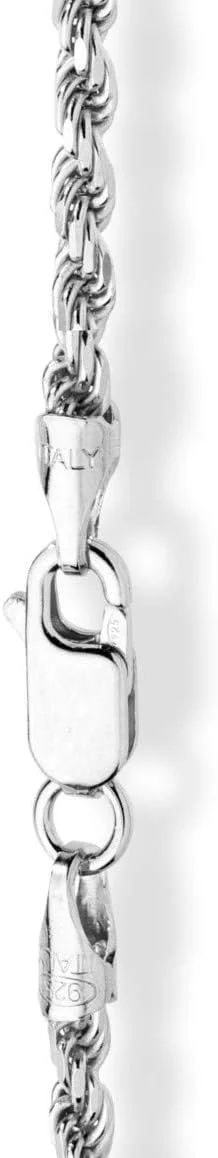 میابلا پابند زنجیری طنابی با برش الماس نقره استرلینگ 925 ایتالیایی 2 و 3 میلی متری برای زنان و دختران نوجوان، ساخت ایتالیا میابلا پابند زنجیری طنابی با برش الماس نقره استرلینگ 925 ایتالیایی 2 و 3 میلی متری برای زنان و دختران نوجوان، ساخت ایتالیا