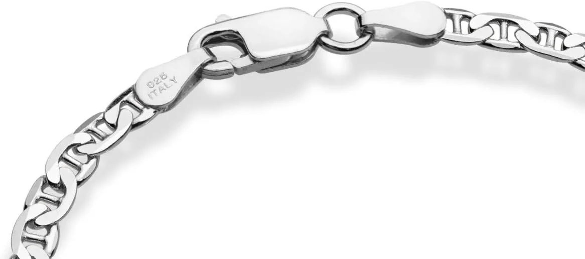میابلا پابند زنجیری نقره استرلینگ 925 ایتالیایی طرح مارینر با برش الماس، 3 و 4 میلی متر، مناسب بانوان، ساخت ایتالیا میابلا پابند زنجیری نقره استرلینگ 925 ایتالیایی طرح مارینر با برش الماس، 3 و 4 میلی متر، مناسب بانوان، ساخت ایتالیا
