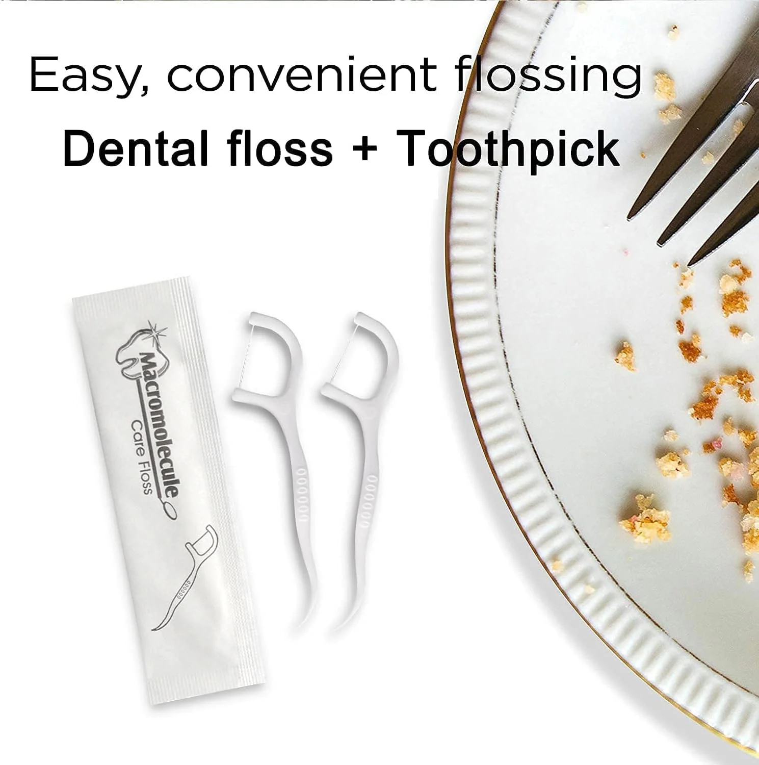 نخ دندان کمانی MAKINGTEC - بسته 300 عددی، مناسب سفر، بسته بندی تکی، بدون طعم، نخ دندان یکبار مصرف با استحکام بالا