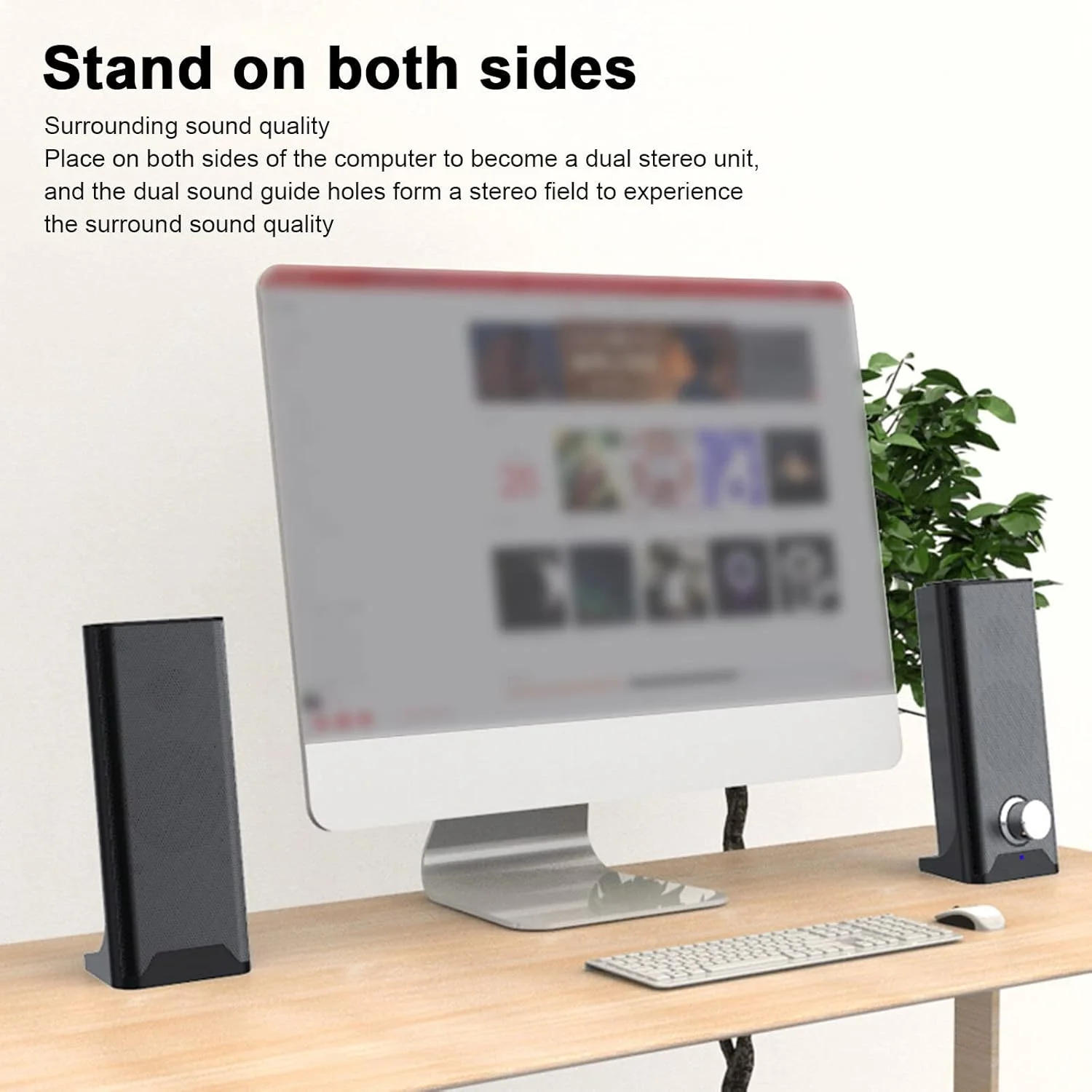 اسپیکرهای کامپیوتر ایرومی مدل V-181 برای دسکتاپ، اسپیکر سیمی USB با صدای استریو، ورودی Aux، ساب ووفر خانگی، ساندبار جداشدنی با کنترل برای کامپیوتر، لپ تاپ و تلفن