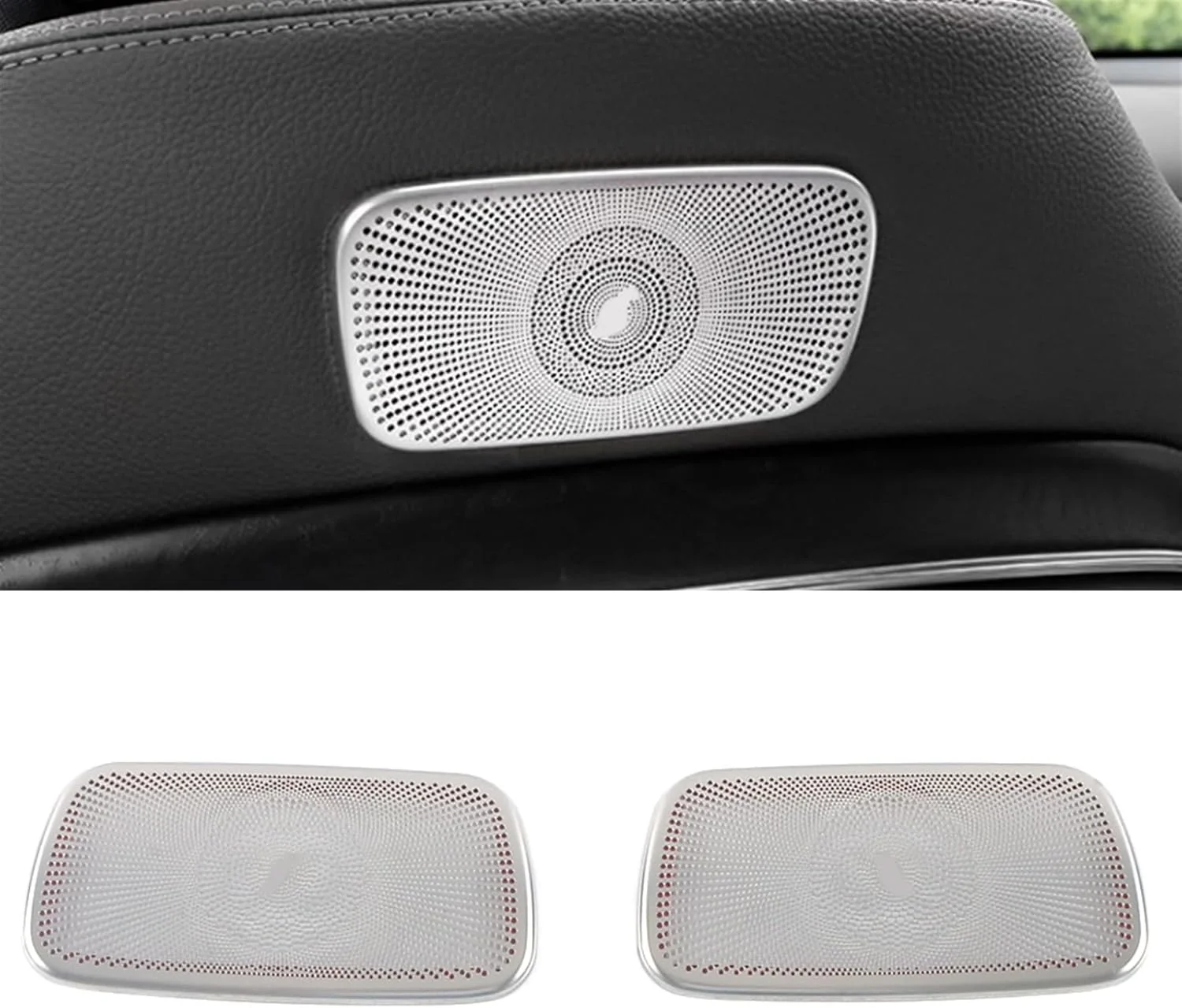 روکش بلندگوی درب خودرو KUVISA، تریم بلندگو، برچسب استیل ضد زنگ، لوازم جانبی داخلی، برای مرسدس بنز، کلاس E W213 2017-2021 محافظ روکش بلندگوی خودرو (نقره ای برس خورده)