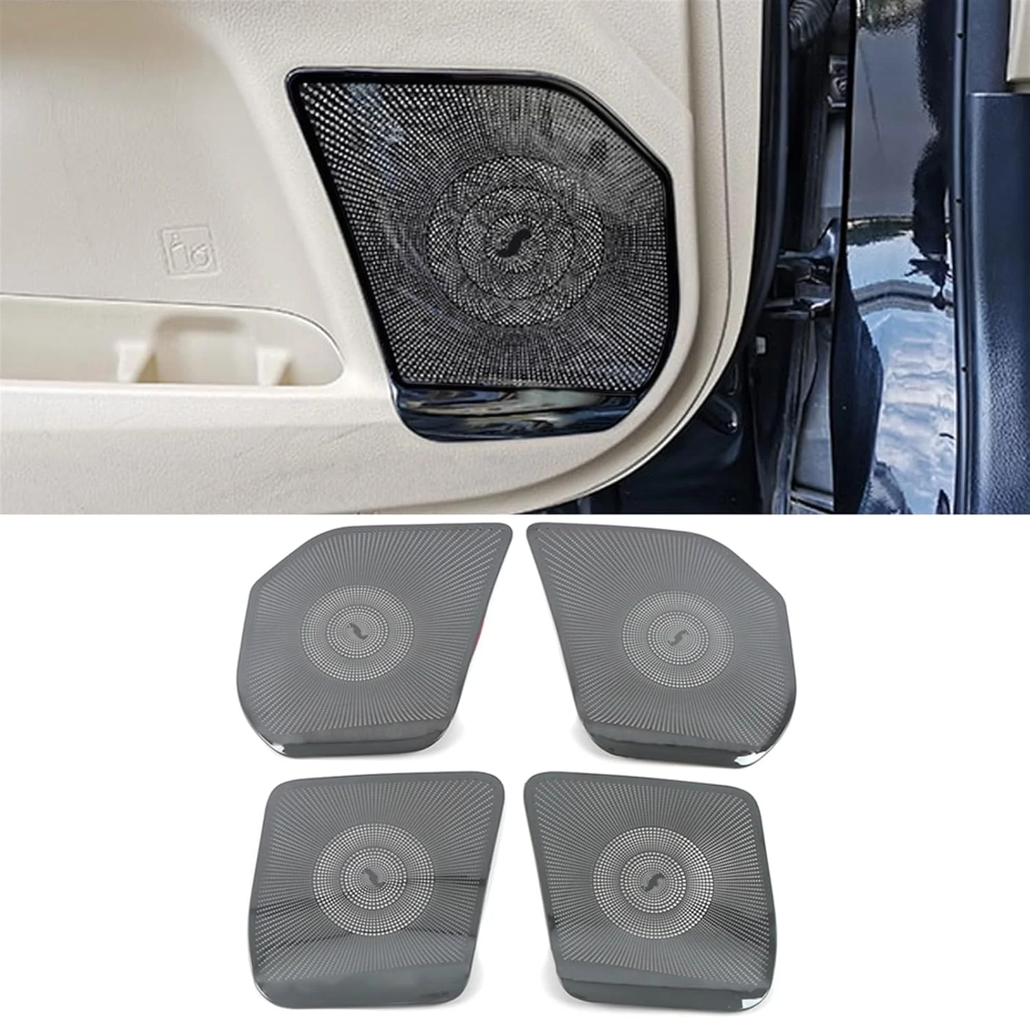 روکش بلندگوی درب خودرو KUVISA، قاب تزئینی بلندگو، برچسب استیل ضد زنگ، لوازم جانبی داخلی، مناسب برای تویوتا هایلندر XU50 2014-2018، محافظ روکش بلندگوی خودرو (مشکی با لوگو) روکش بلندگوی درب خودرو KUVISA، قاب تزئینی بلندگو، برچسب استیل ضد زنگ، لوازم جانبی داخلی، مناسب برای تویوتا هایلندر XU50 2014-2018، محافظ روکش بلندگوی خودرو (مشکی با لوگو)