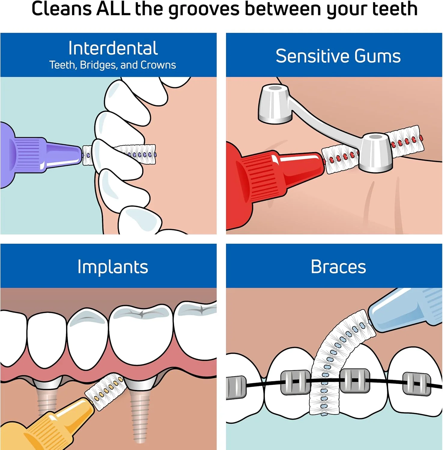 برس بین دندانی TePe، فوق العاده نرم، قرمز، 0.5 میلی متر/ISO 2، 8 عدد، تمیز کننده موثر بین دندان ها، از بین برنده پلاک و نخ دندان برای فضاهای باریک