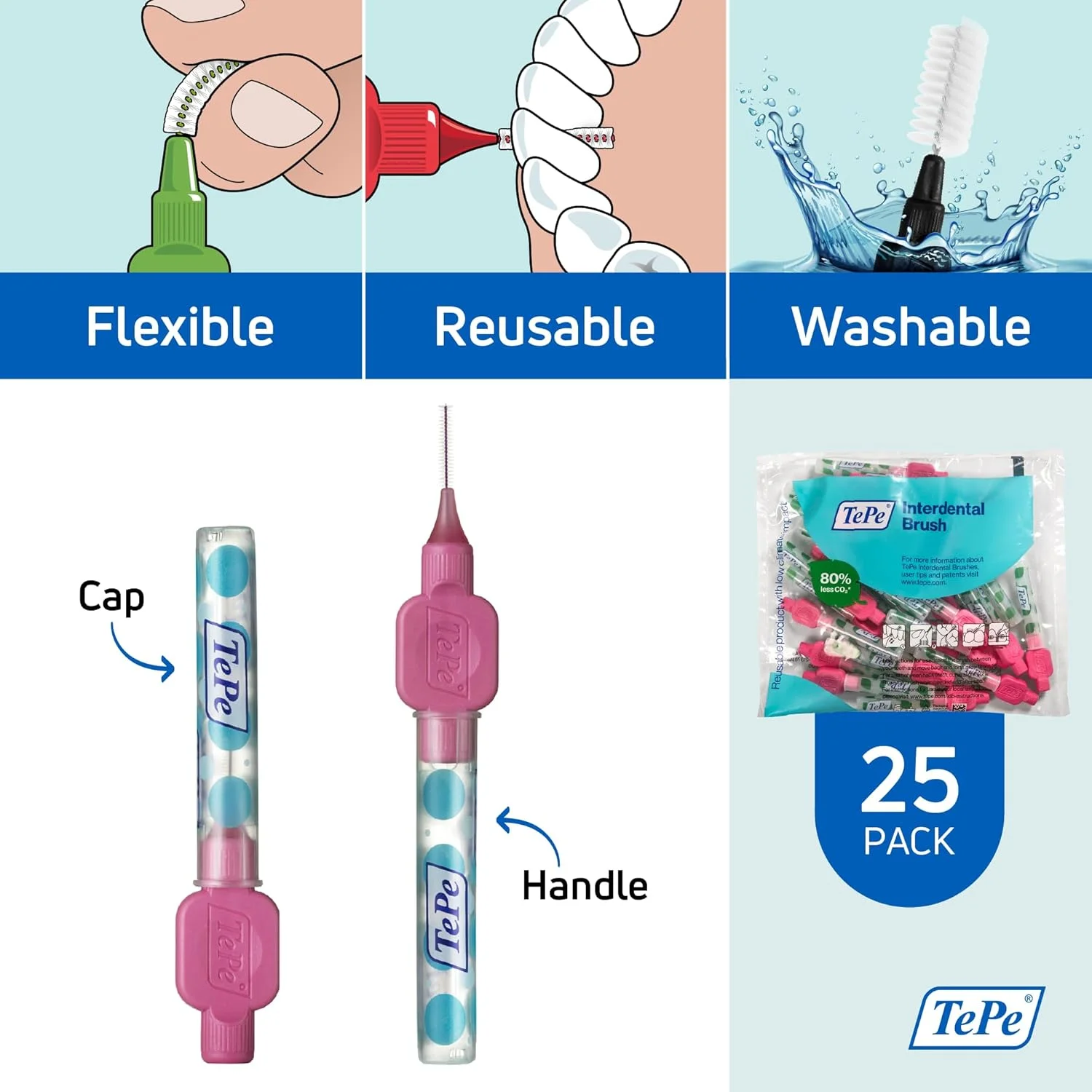 برس های بین دندانی اورجینال TePe، 0.4 میلی متر، صورتی (بسته 25 عددی)، بسته چندتایی 25 عددی برس های بین دندانی اورجینال TePe، 0.4 میلی متر، صورتی (بسته 25 عددی)، بسته چندتایی 25 عددی