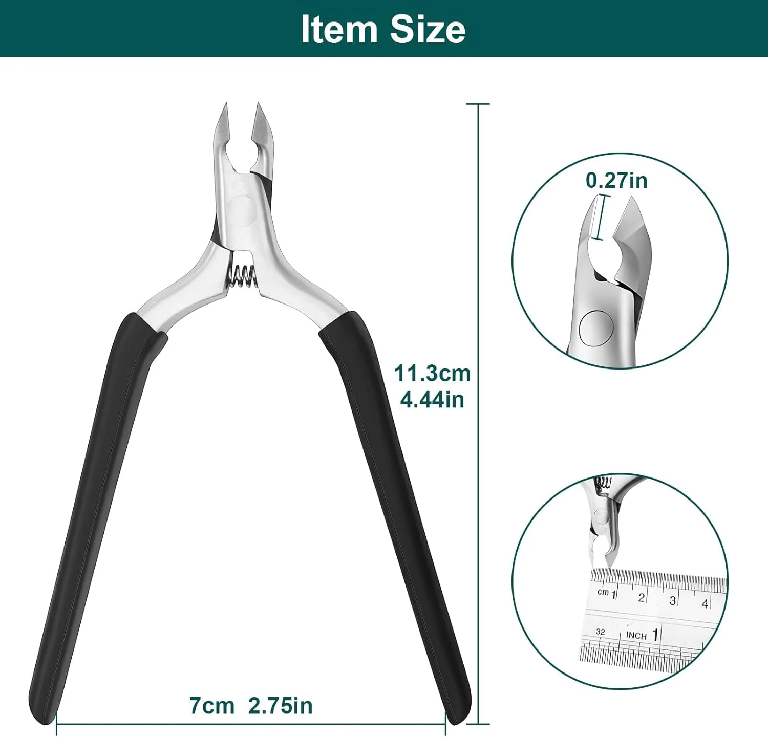 TERRIFI انبر کوتیکول، ابزار حرفه ای برای حذف و اصلاح کوتیکول، دسته سیلیکونی ضد لغزش، کاتر استیل برای پوست خشک، مشکی TERRIFI انبر کوتیکول، ابزار حرفه ای برای حذف و اصلاح کوتیکول، دسته سیلیکونی ضد لغزش، کاتر استیل برای پوست خشک، مشکی