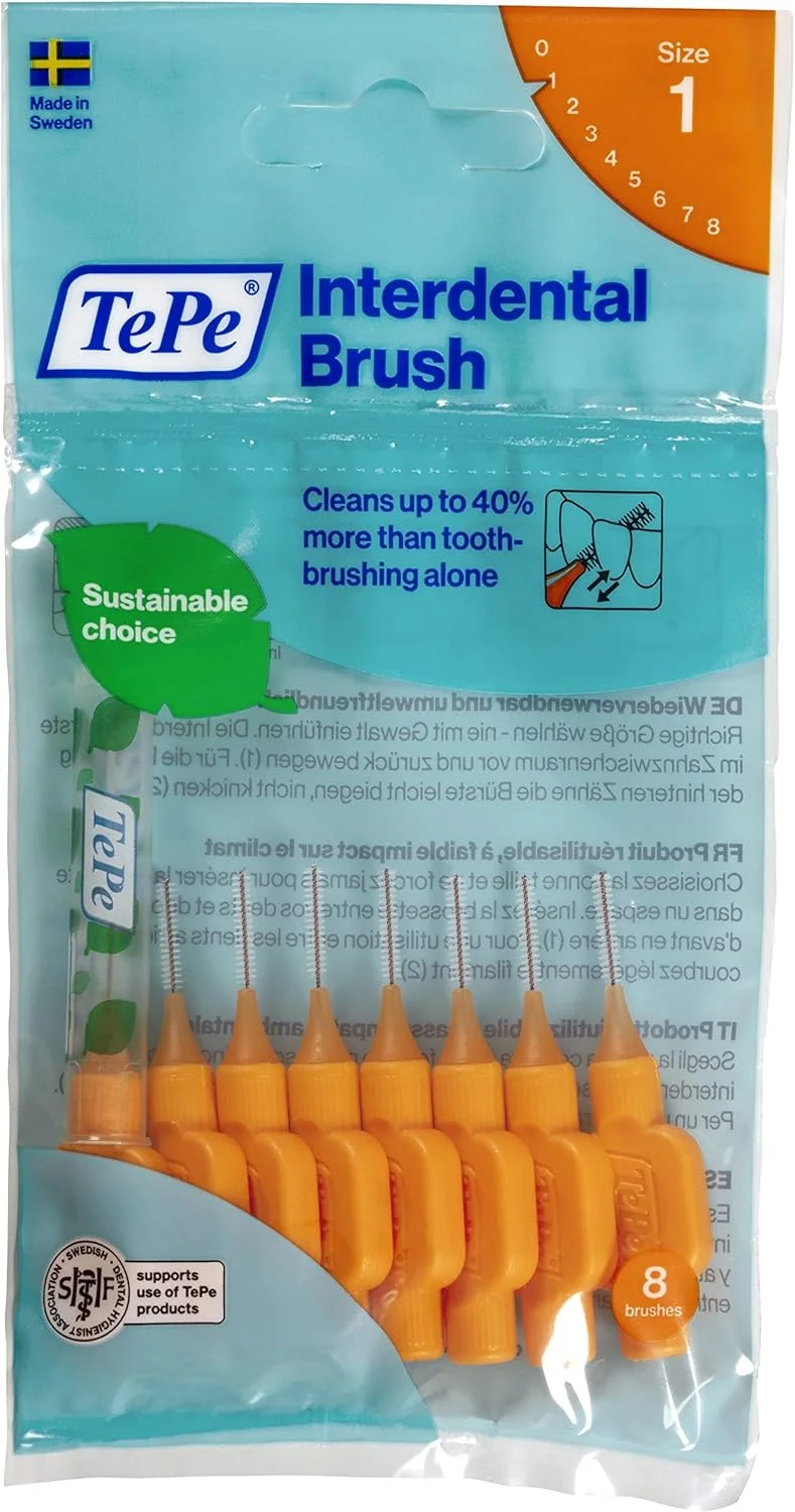 مسواک بین دندانی TePe، نخ دندان دهانی - & سایزها (1 بسته (8 برس)، 0.45 میلی متر نارنجی) مسواک بین دندانی TePe، نخ دندان دهانی - & سایزها (1 بسته (8 برس)، 0.45 میلی متر نارنجی)