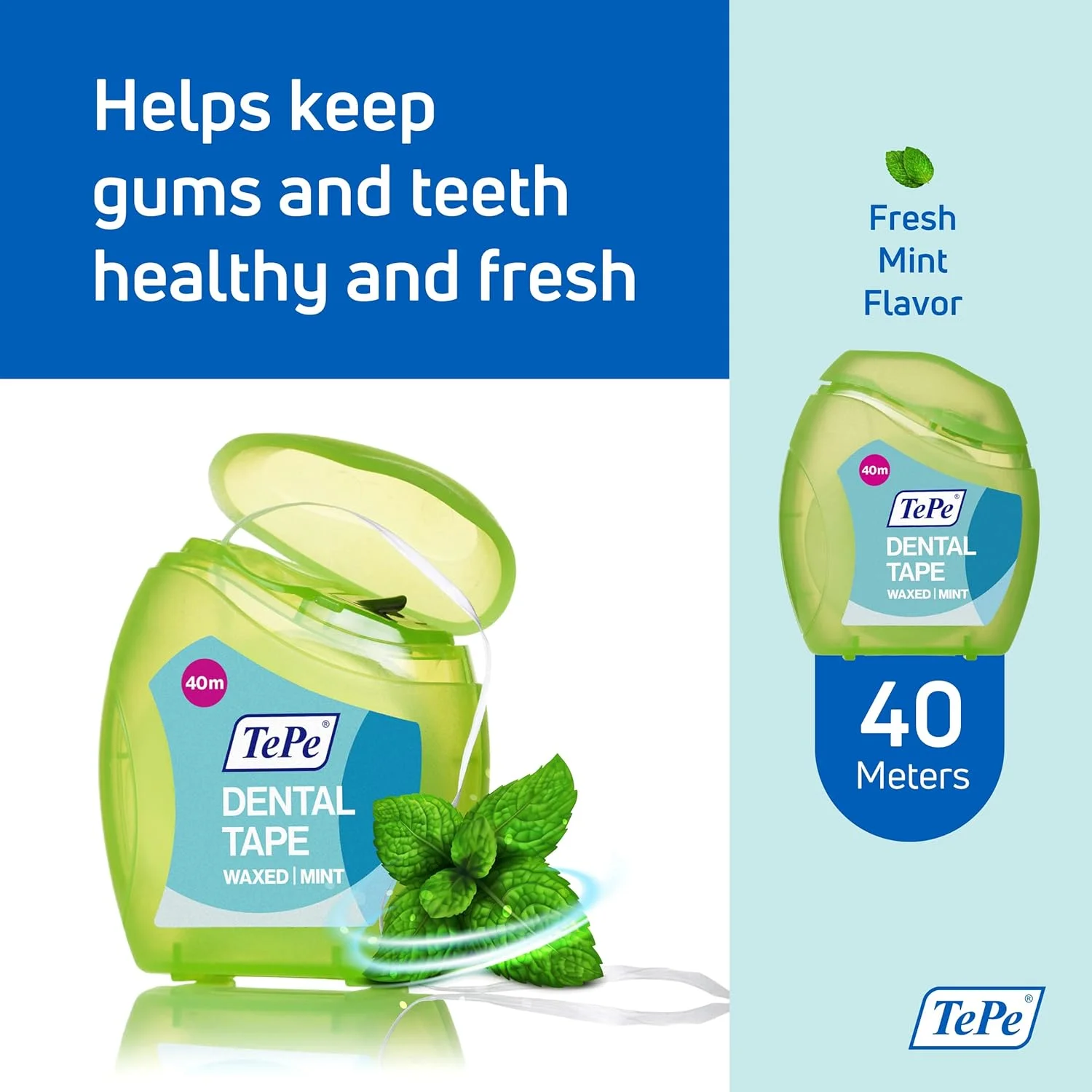 نوار دندان مومی با طعم نعناع 40 متری نوار دندان مومی با طعم نعناع 40 متری