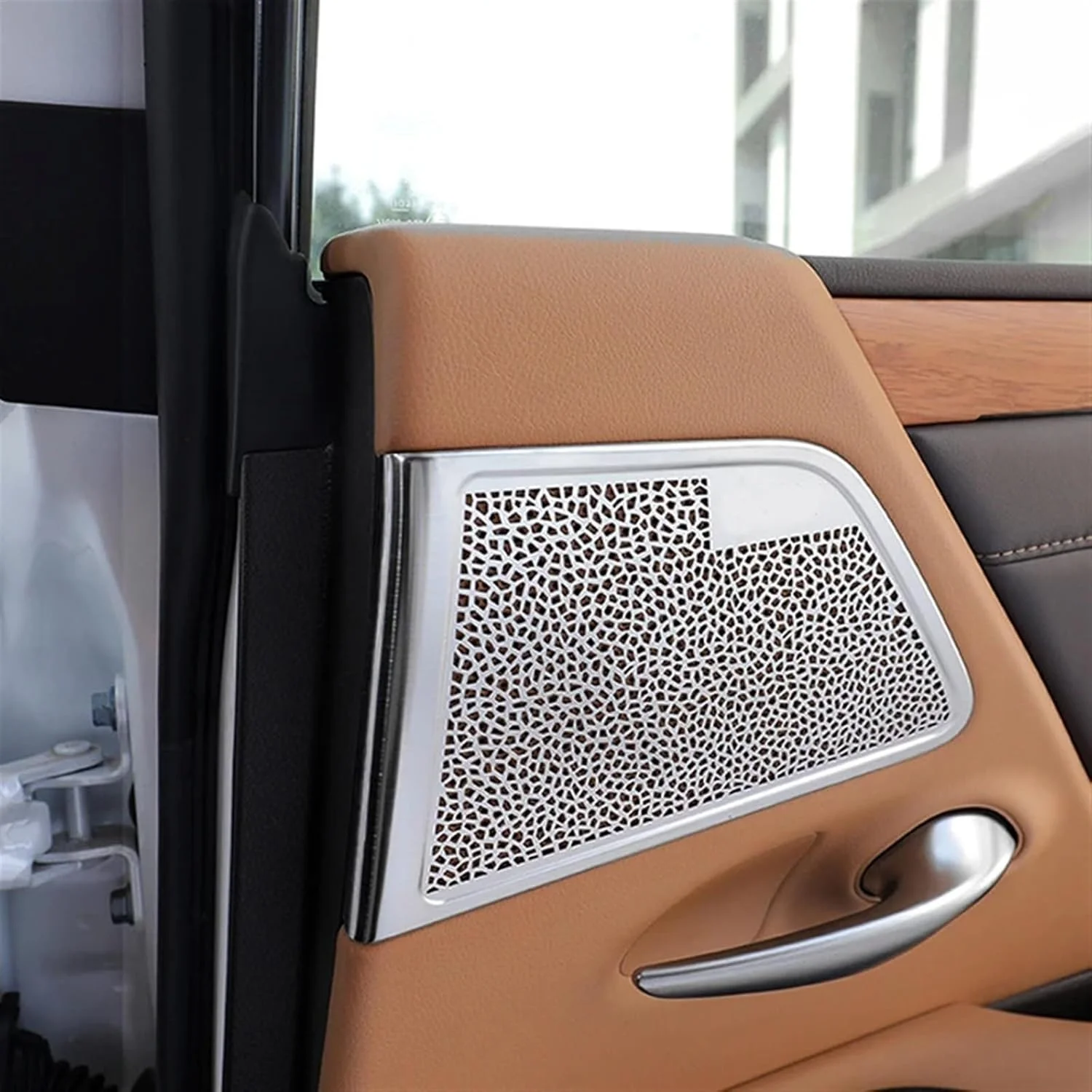 تزئینات قاب بلندگوی درب، دریچه تهویه مطبوع و چراغ مطالعه KUVISA، مناسب برای لکسوس NX 260 350h مدل 2022 2023 (رنگ نقره ای)