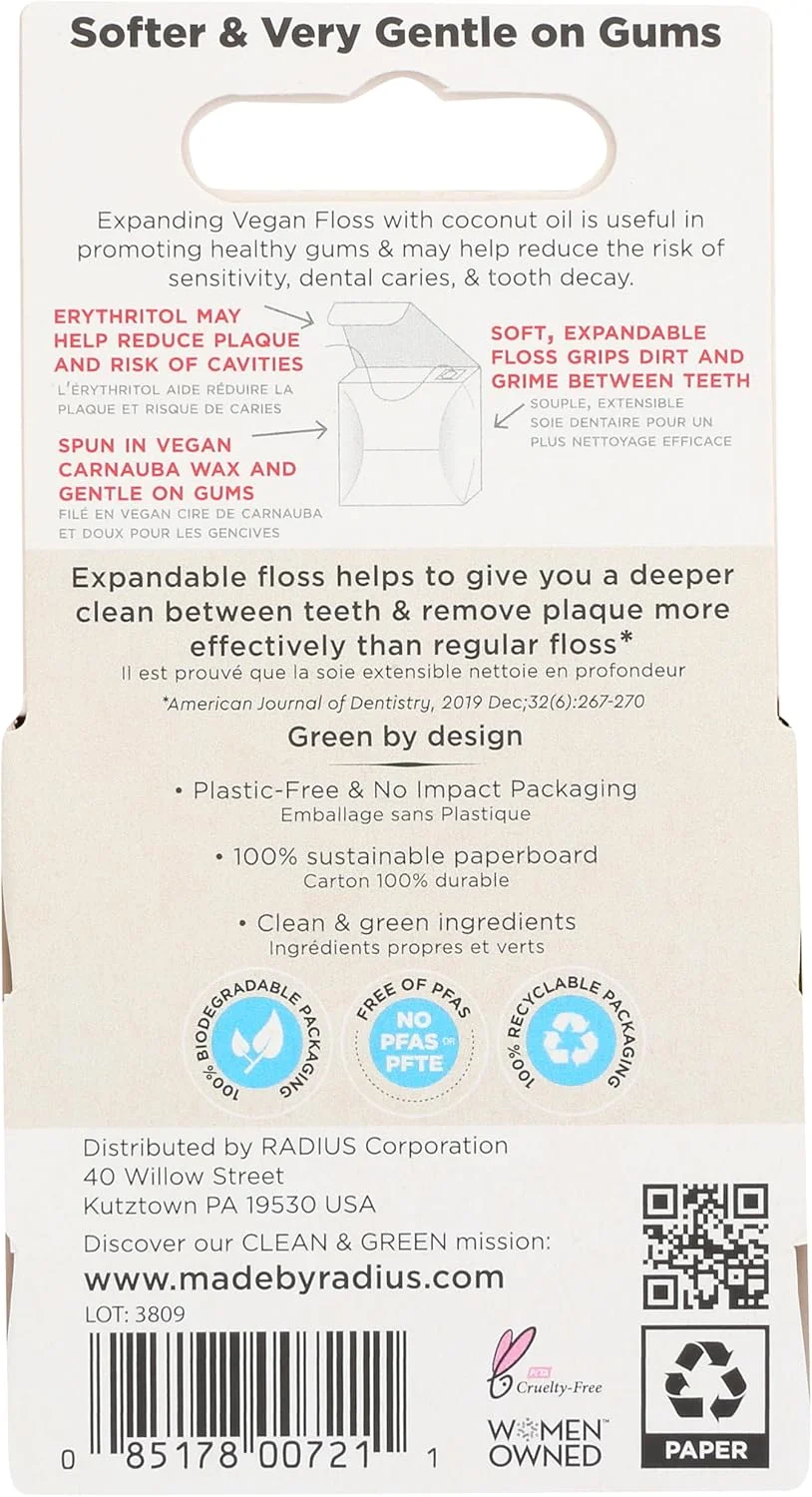 نخ دندان ارگانیک RADIUS با طعم میخک و هل، 50 متر نخ دندان ارگانیک RADIUS با طعم میخک و هل، 50 متر