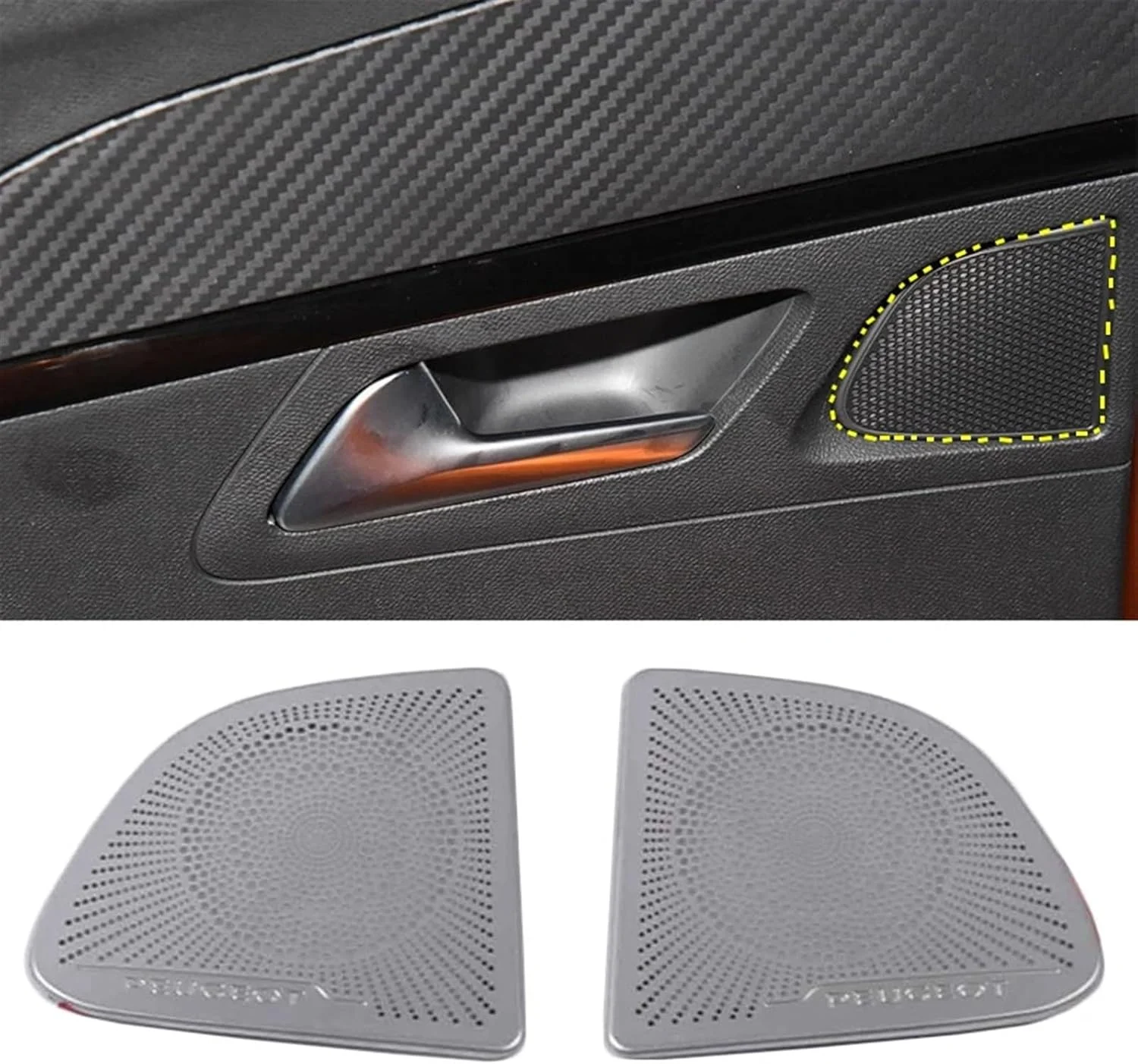 کاور محافظ بلندگوی خودرو کوویسا مناسب برای پژو 2008 مدل های 2020 2021 2022، لوازم جانبی خودرو، قاب تزئینی بلندگوی سقف ستون جلو (نقره ای مات-01)