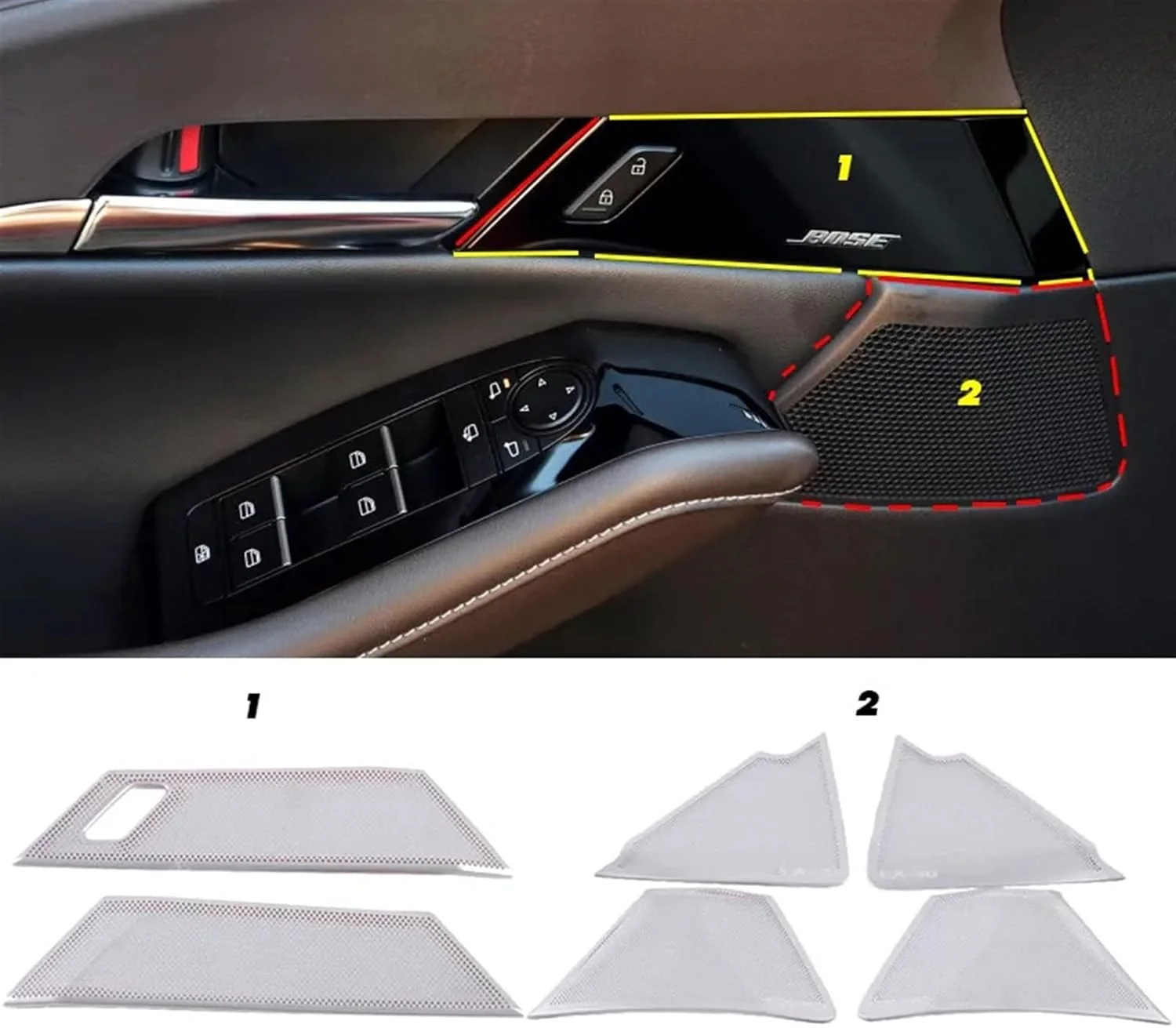 KUVISA برای مزدا، CX-30 CX 30 CX30 2020 لوازم جانبی خودرو ستون جلویی سقف بوق هود پوشش بلندگو قاب تزئینی پولک محافظ پوشش بلندگوی خودرو (مشکی)