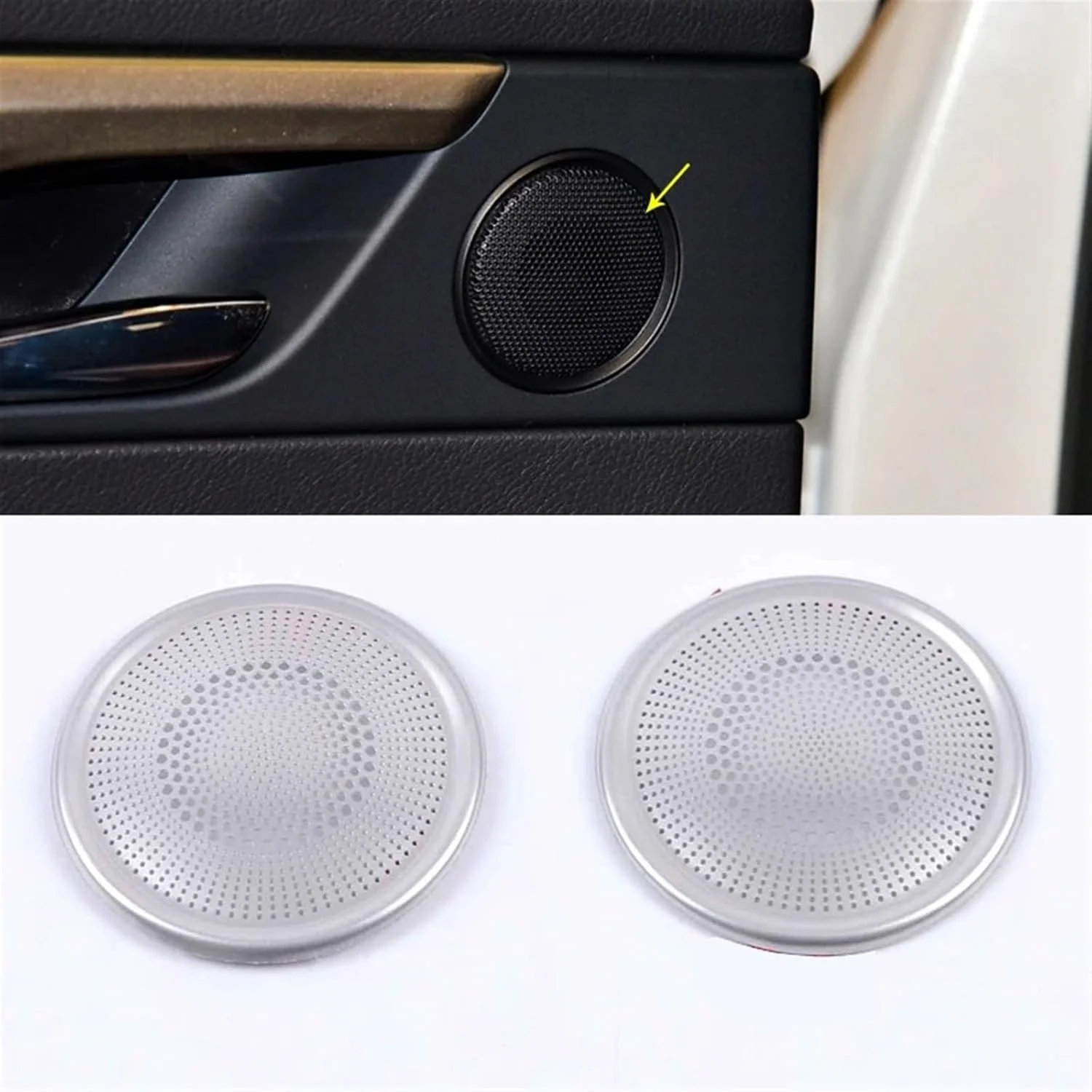 کاور بلندگوی تزئینی داخلی KUVISA، پولک دار، برای لکسوس RX RX300 RX330 RX350 RX400h 2016-2020، محافظ پوشش بلندگوی خودرو (نقره ای مات)