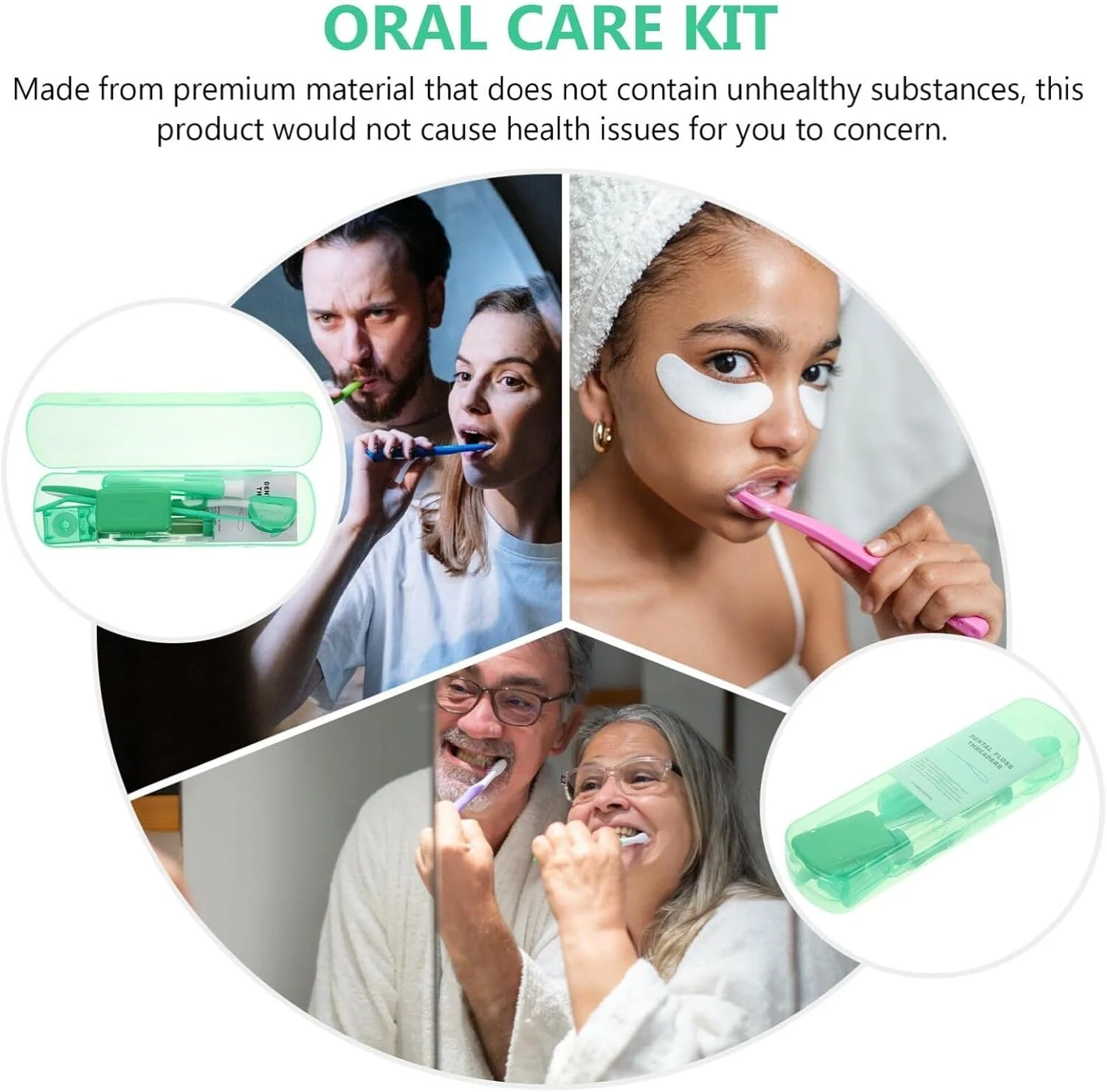 مجموعه ابزار ارتودنسی Healifty، شامل آینه دندانپزشکی، برس های بین دندانی، موم ارتودنسی، نخ دندان و کیت مسواک، سبز مجموعه ابزار ارتودنسی Healifty، شامل آینه دندانپزشکی، برس های بین دندانی، موم ارتودنسی، نخ دندان و کیت مسواک، سبز