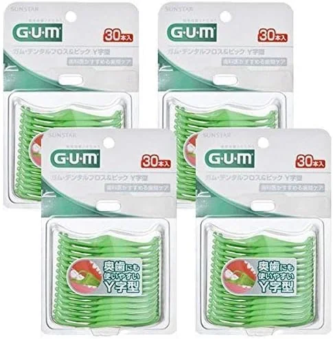 محصول ست GUM / نخ دندان و خلال دندان Y شکل 30 عددی (4 بسته)