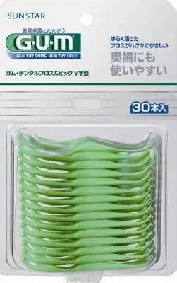 نخ دندان و خلال دندان کمانی Gum مدل Y-shape بسته 30 عددی (10 بسته)