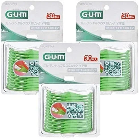 GUM (محصول ست) / نخ دندان و خلال دندان Y شکل 30 عددی (3 عدد)