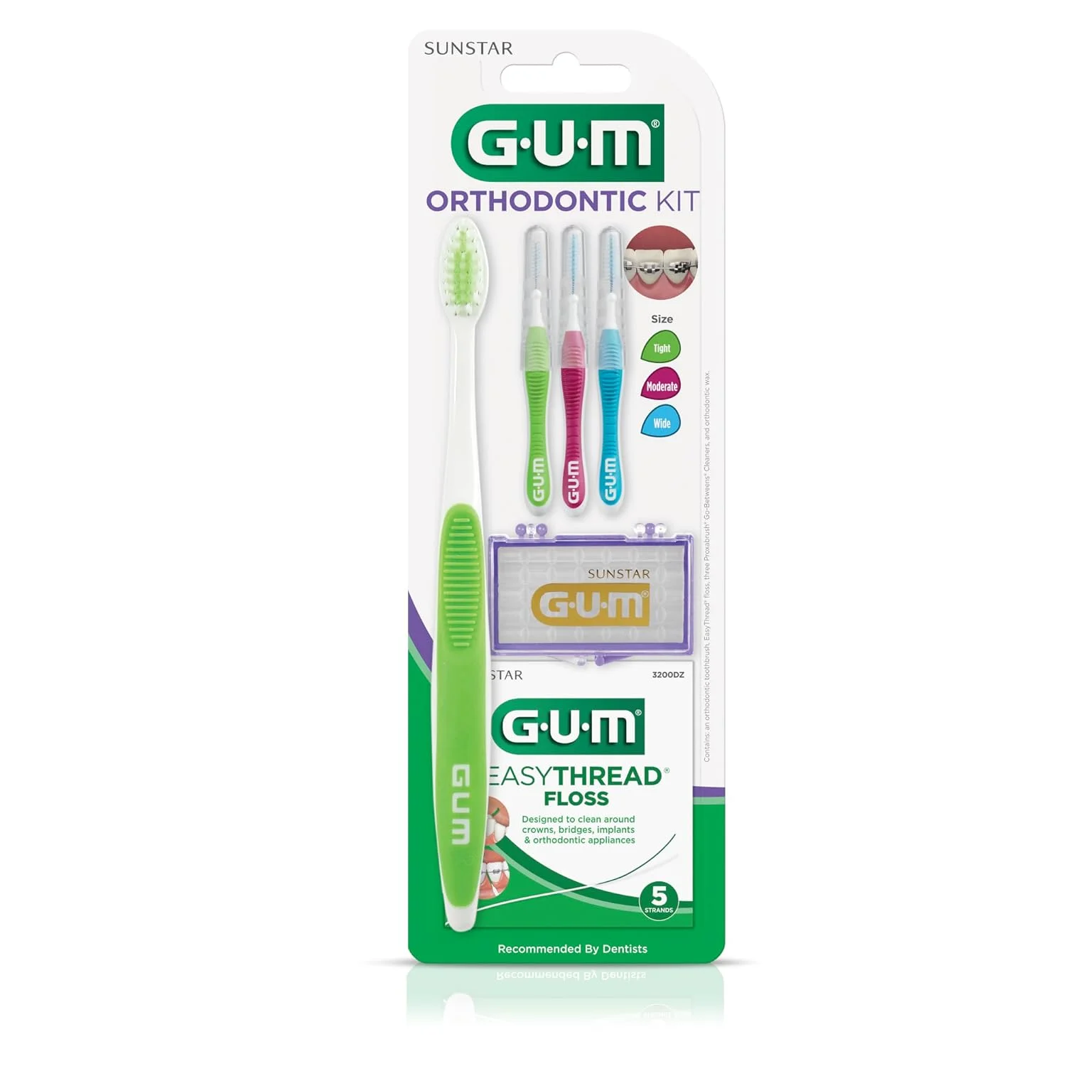 کیت ارتودنسی GUM - 124KK - شامل مسواک ارتودنسی، 3 سایز پراکسی براش، نخ دندان ایزی ترید و موم ارتودنسی نعنایی کیت ارتودنسی GUM - 124KK - شامل مسواک ارتودنسی، 3 سایز پراکسی براش، نخ دندان ایزی ترید و موم ارتودنسی نعنایی