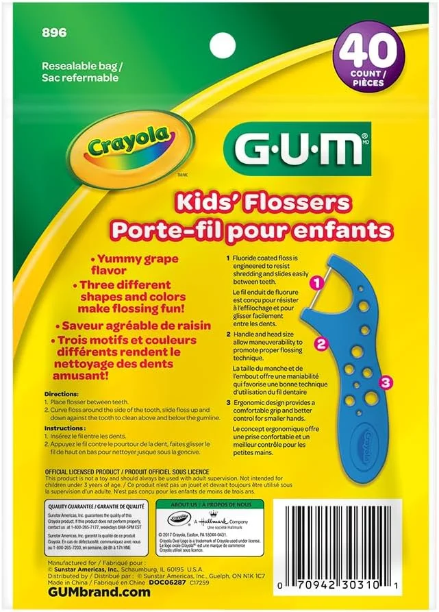 نخ دندان کودکان گام Crayola، طعم انگور، پوشش فلوراید، مناسب برای کودکان 3 سال به بالا، 40 عدد نخ دندان کودکان گام Crayola، طعم انگور، پوشش فلوراید، مناسب برای کودکان 3 سال به بالا، 40 عدد