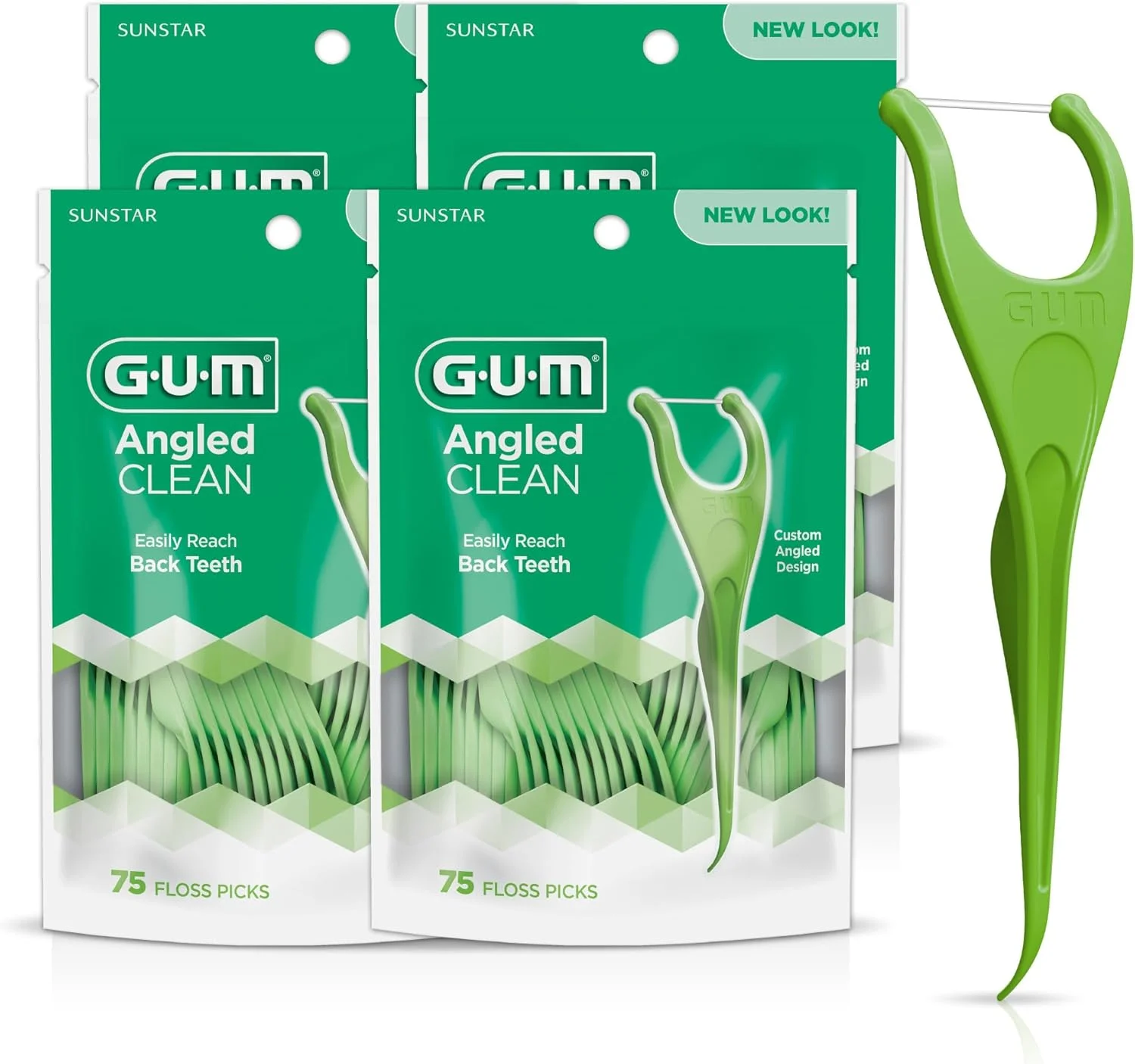 نخ دندان کمانی GUM، ایده آل برای دندان های فشرده، بسیار قوی، مقاوم در برابر ریش ریش شدن، زاویه دار برای دسترسی آسان، نخ دندان بزرگسالان، طعم نعناع