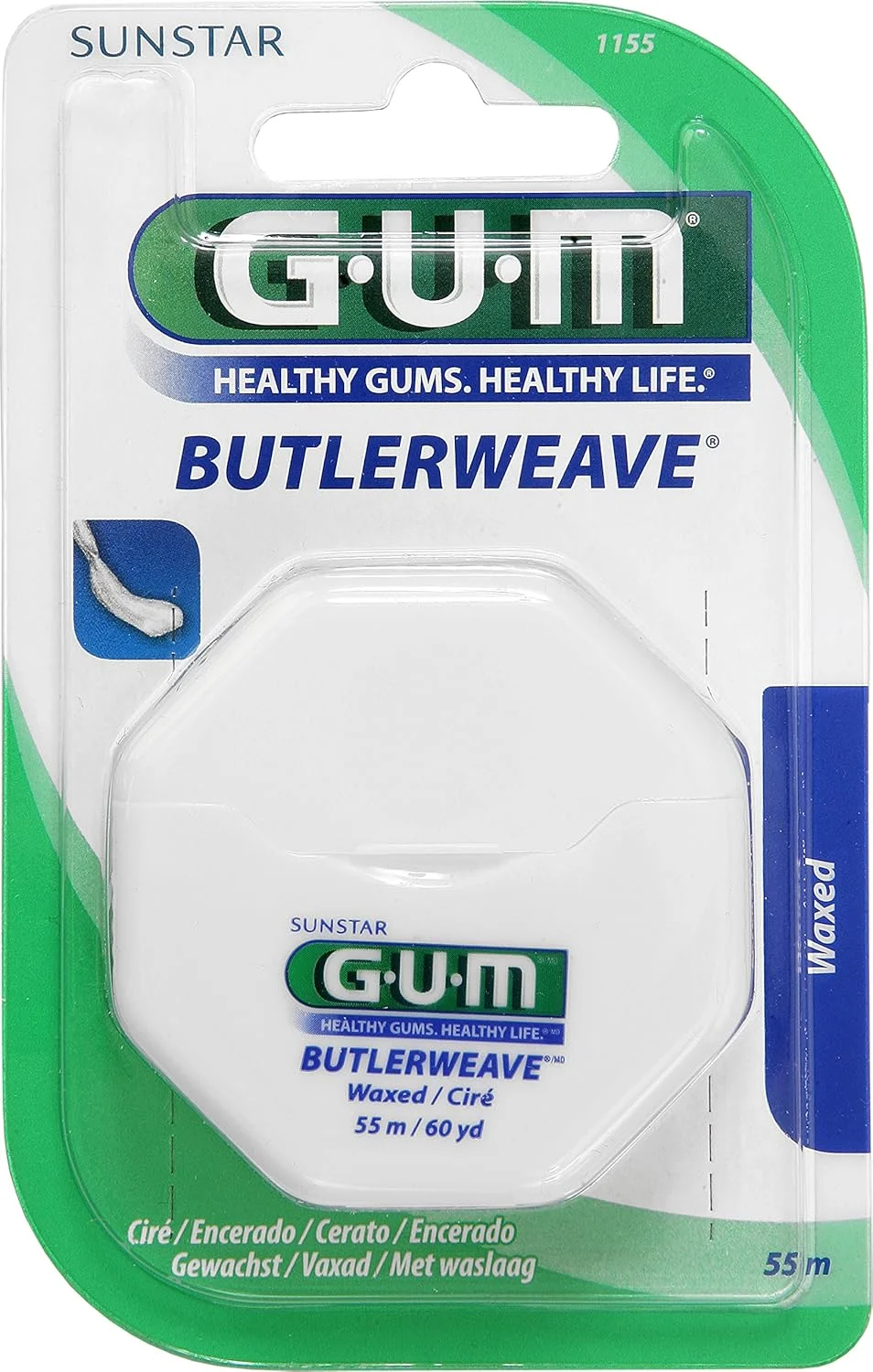 نخ دندان ابریشمی GUM با موم - 1155 54، 8 متر