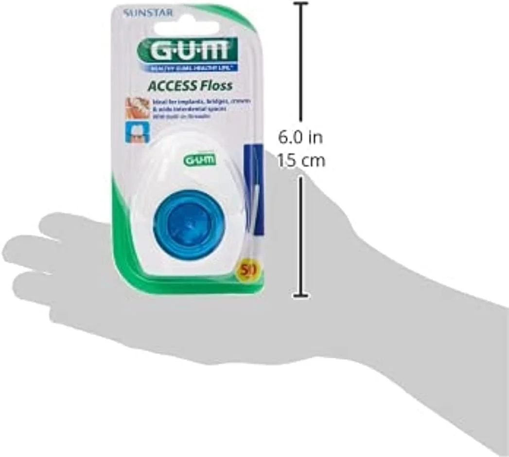 نخ دندان GUM Access Floss - قسمت برس اسفنجی بسیار ضخیم - دارای نخ کننده فوق العاده سفت - تمیز کننده عمیق - ایده آل برای ایمپلنت ها، بریج ها، روکش ها - از بین برنده پلاک نخ دندان GUM Access Floss - قسمت برس اسفنجی بسیار ضخیم - دارای نخ کننده فوق العاده سفت - تمیز کننده عمیق - ایده آل برای ایمپلنت ها، بریج ها، روکش ها - از بین برنده پلاک