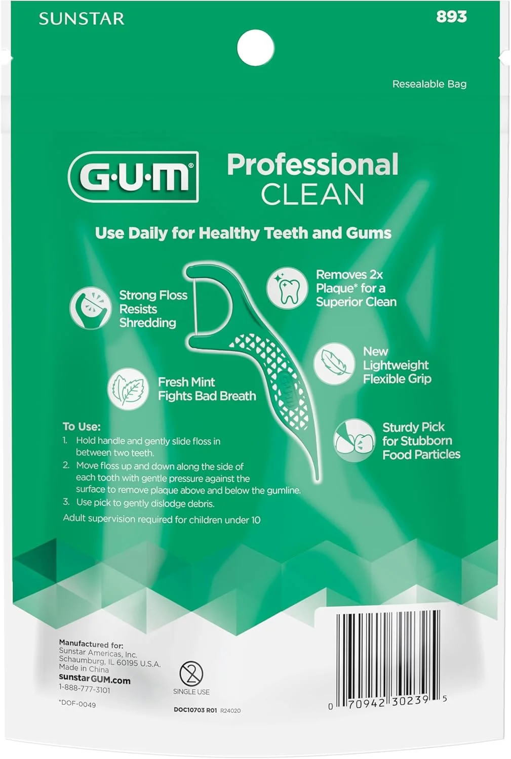 نخ دندان کمکی حرفه ای GUM - نخ دندان بسیار قوی و مقاوم در برابر ریش ریش شدن، دسته با طراحی ارگونومیک - نخ دندان برای بزرگسالان - طعم نعناع تازه، 90 عدد (بسته 3 عددی) نخ دندان کمکی حرفه ای GUM - نخ دندان بسیار قوی و مقاوم در برابر ریش ریش شدن، دسته با طراحی ارگونومیک - نخ دندان برای بزرگسالان - طعم نعناع تازه، 90 عدد (بسته 3 عددی)