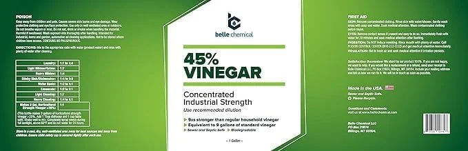 سرکه خالص 45% - درجه صنعتی غلیظ (2 گالن)