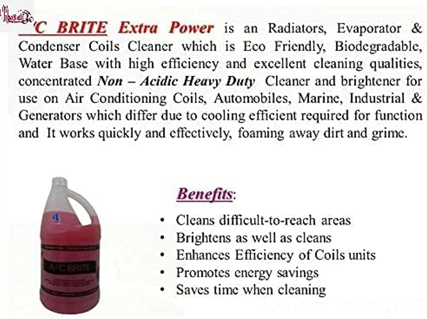 مایع پاک کننده کویل سنگین عباسعلی A/C Brite برای استفاده در کویل های تهویه مطبوع، خودروها، صنایع دریایی و صنعتی و غیره - 1 گالن