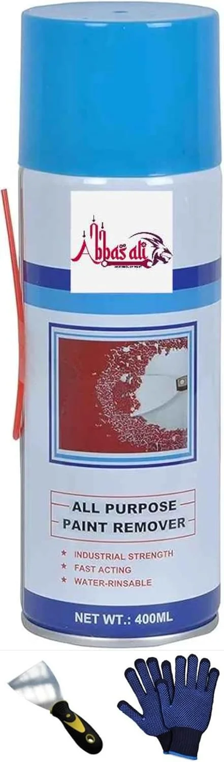 اسپری پاک کننده رنگ عباسعلی 400 میلی لیتر به همراه کاردک 3 اینچی و دستکش مناسب برای مصارف صنعتی و تجاری اسپری پاک کننده رنگ عباسعلی 400 میلی لیتر به همراه کاردک 3 اینچی و دستکش مناسب برای مصارف صنعتی و تجاری