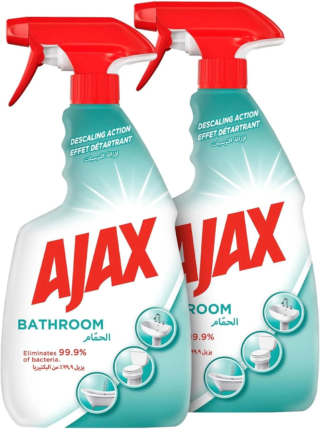 اسپری پاک کننده سطوح آژاکس اکسپرت، ضدعفونی کننده و پاک کننده حمام، پاک کننده توالت، اسپری از بین برنده نمک و صابون، (500 میلی لیترx2) اسپری پاک کننده سطوح آژاکس اکسپرت، ضدعفونی کننده و پاک کننده حمام، پاک کننده توالت، اسپری از بین برنده نمک و صابون، (500 میلی لیترx2)