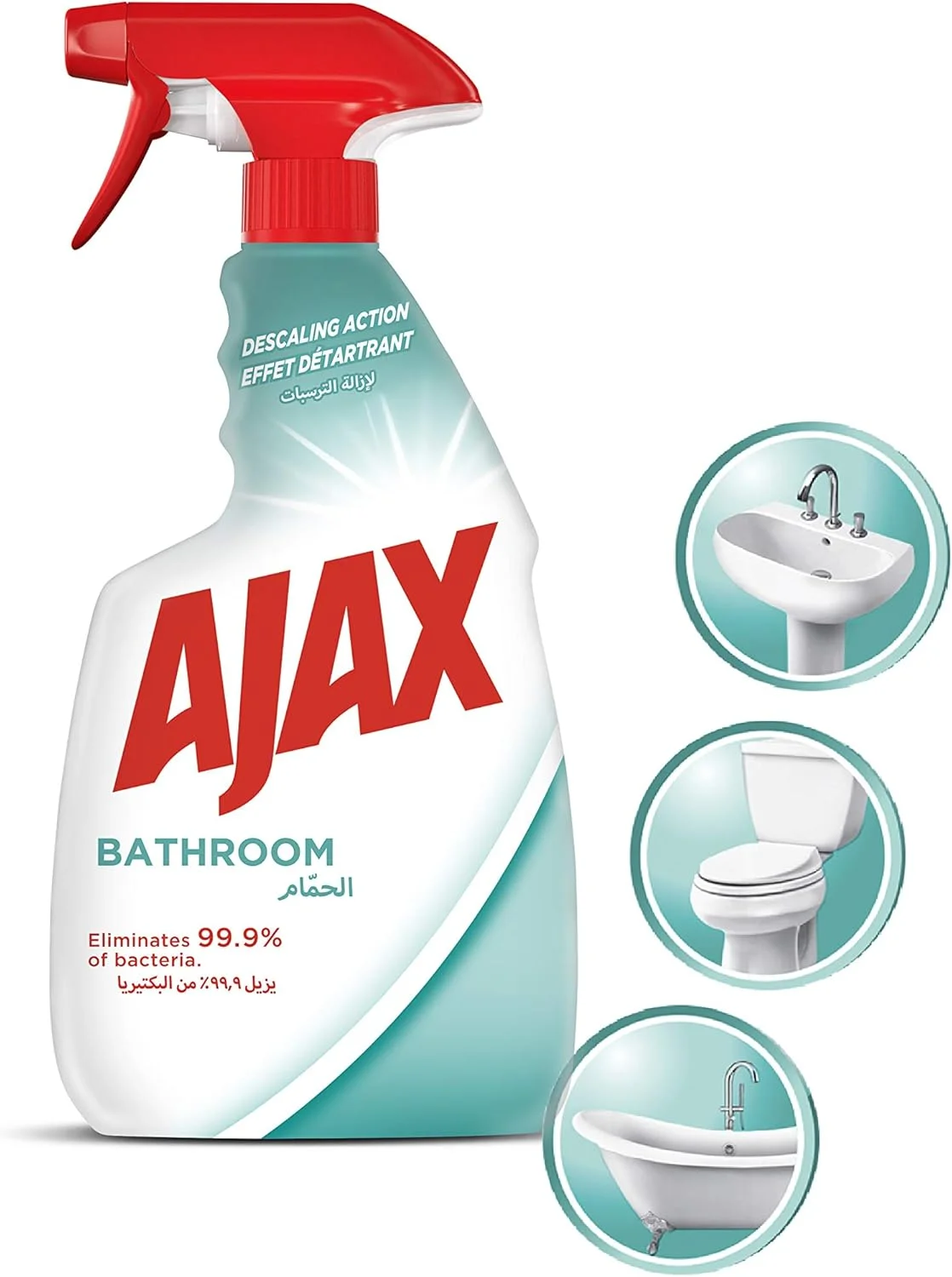 اسپری پاک کننده سطوح آژاکس Expert، ضدعفونی کننده حمام، پاک کننده توالت، از بین برنده نمک و صابون، 500 میلی لیتر اسپری پاک کننده سطوح آژاکس Expert، ضدعفونی کننده حمام، پاک کننده توالت، از بین برنده نمک و صابون، 500 میلی لیتر