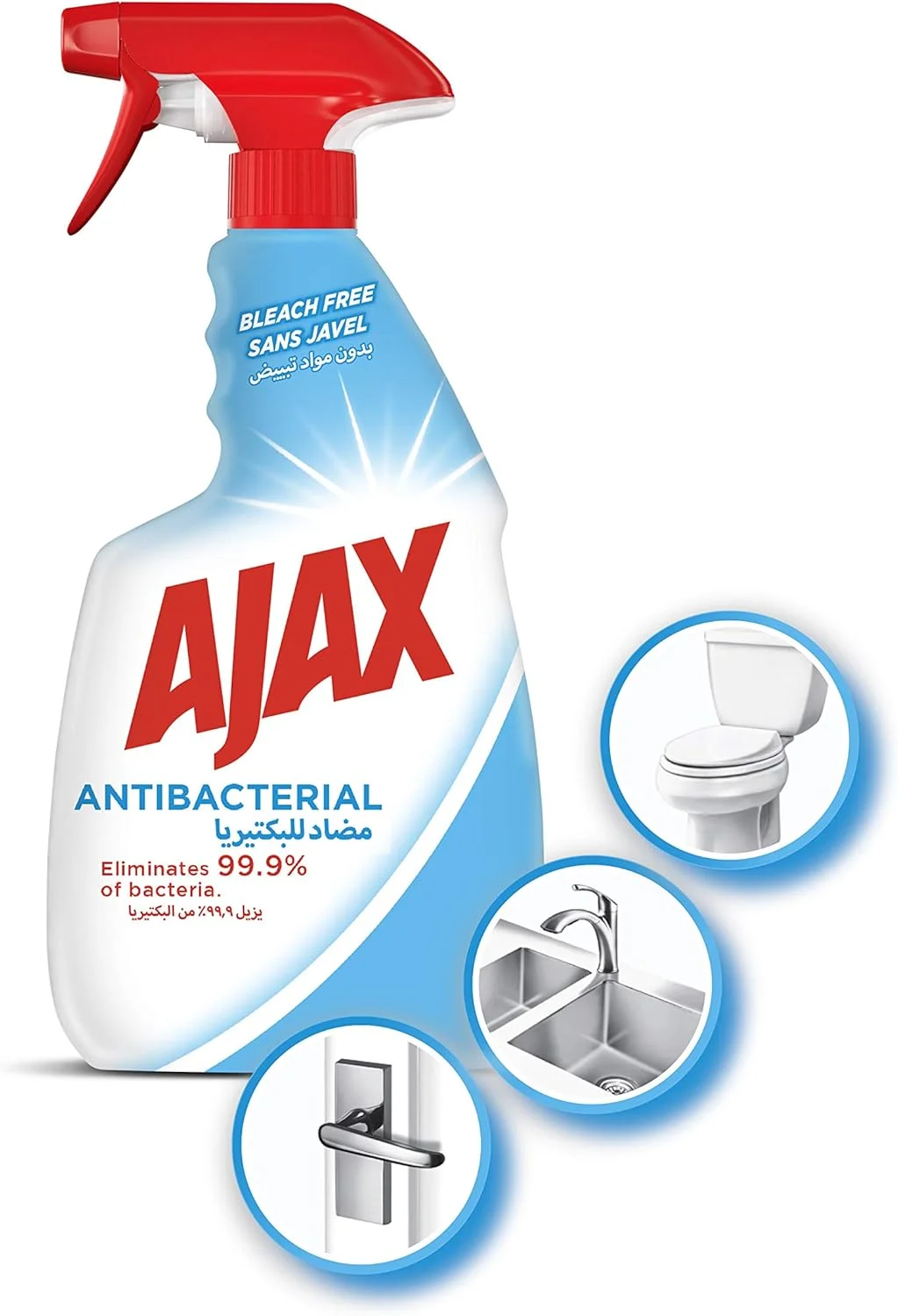 اسپری پاک کننده چند منظوره آنتی باکتریال آژاکس، ضدعفونی کننده، از بین برنده 99.9% میکروب ها، بدون سفید کننده، 500 میلی لیتر اسپری پاک کننده چند منظوره آنتی باکتریال آژاکس، ضدعفونی کننده، از بین برنده 99.9% میکروب ها، بدون سفید کننده، 500 میلی لیتر