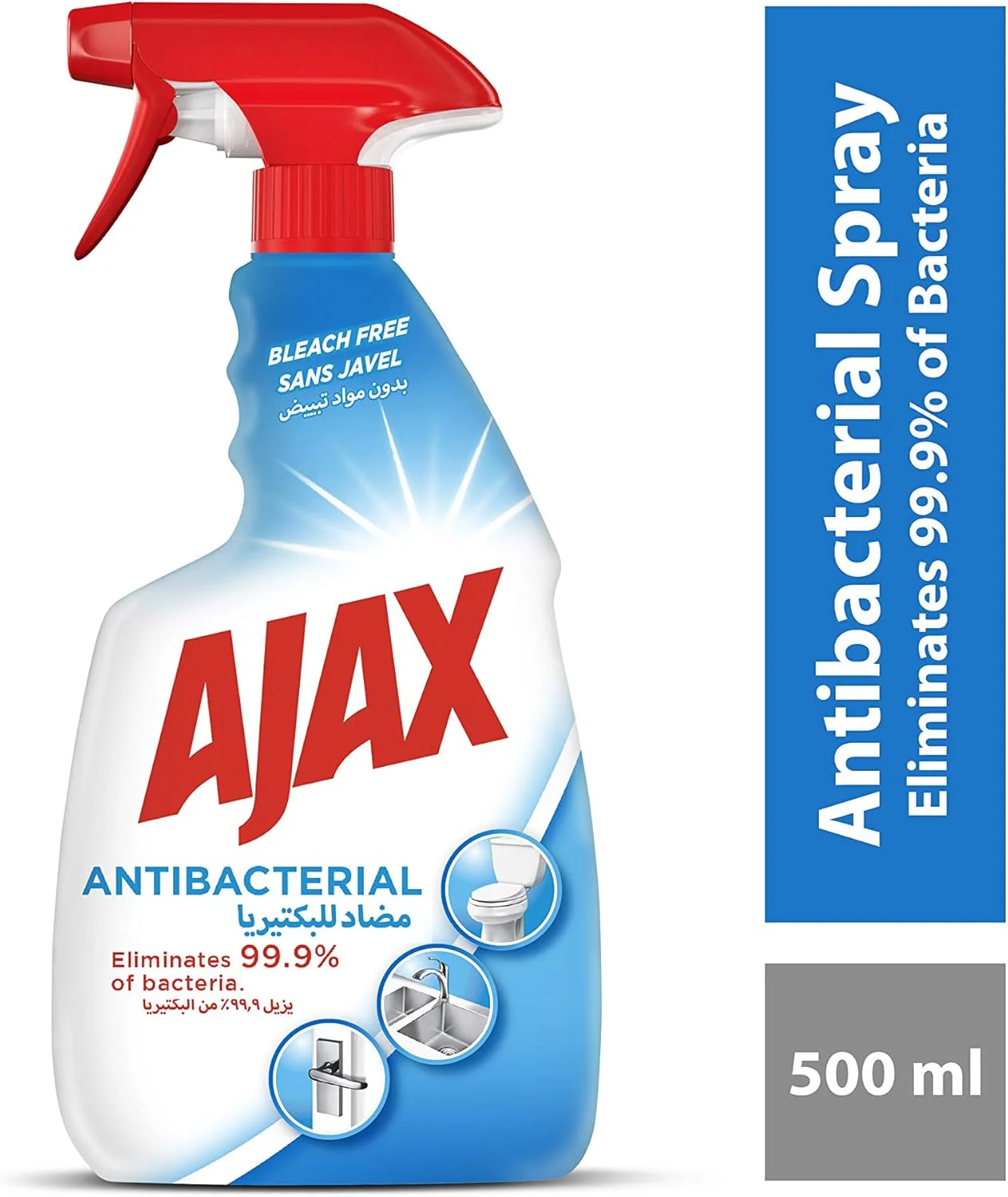 اسپری پاک کننده چند منظوره آنتی باکتریال آژاکس، ضدعفونی کننده، از بین برنده 99.9% میکروب ها، بدون سفید کننده، 500 میلی لیتر اسپری پاک کننده چند منظوره آنتی باکتریال آژاکس، ضدعفونی کننده، از بین برنده 99.9% میکروب ها، بدون سفید کننده، 500 میلی لیتر