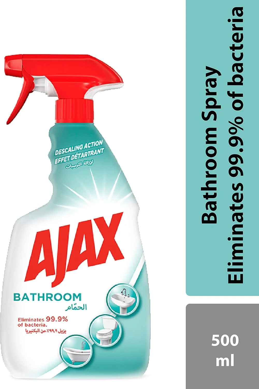 اسپری پاک کننده سطوح آژاکس Expert، ضدعفونی کننده حمام، پاک کننده توالت، از بین برنده نمک و صابون، 500 میلی لیتر