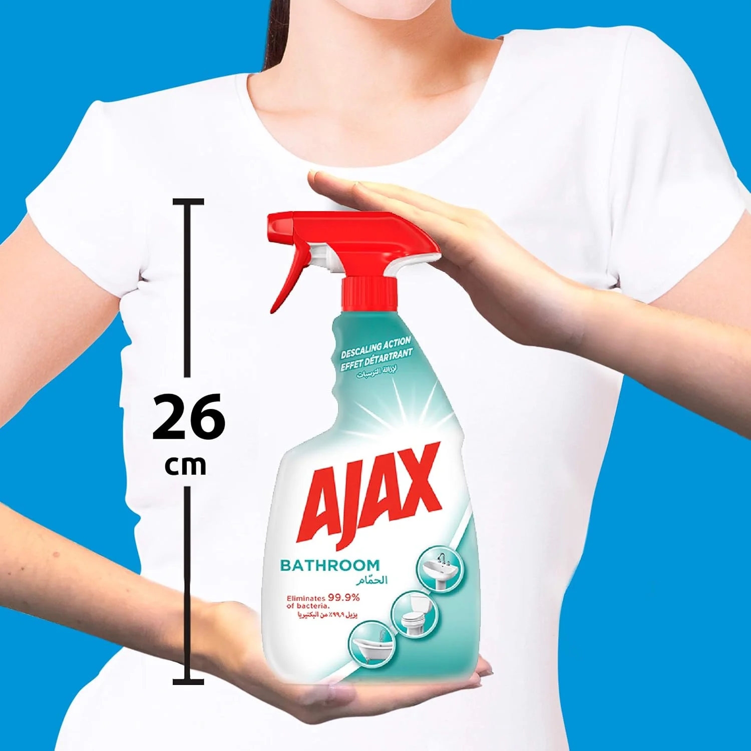 اسپری پاک کننده سطوح آژاکس Expert، ضدعفونی کننده حمام، پاک کننده توالت، از بین برنده نمک و صابون، 500 میلی لیتر