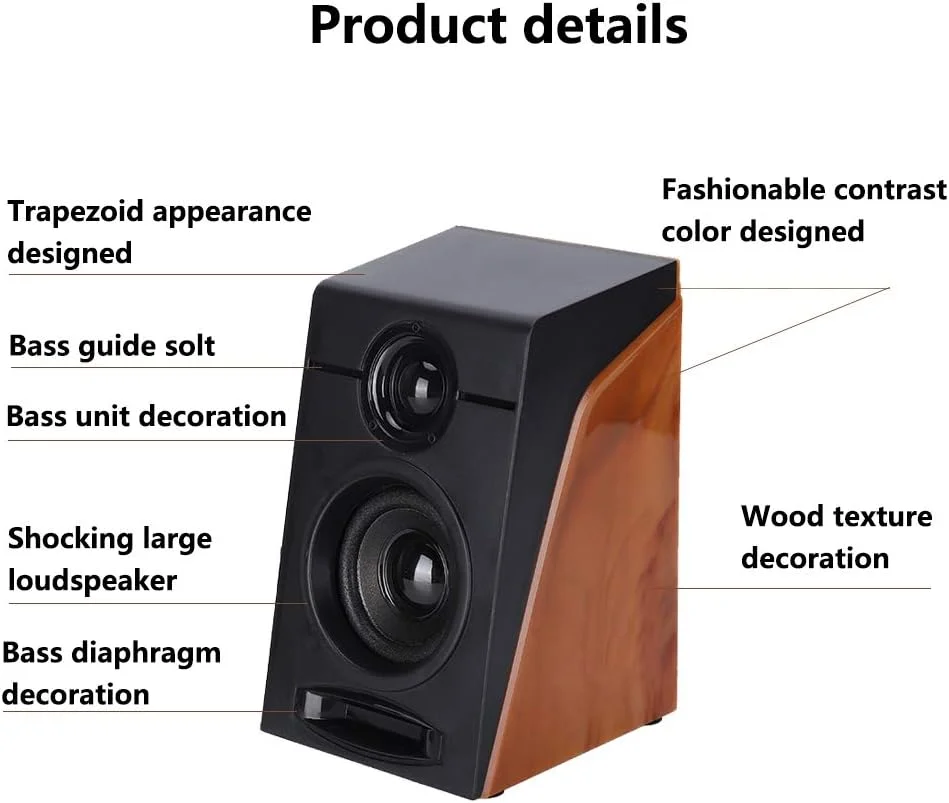 بلندگوهای کامپیوتر NDNCZDHC، بلندگوی رومیزی کوچک، جعبه بلندگوی باس USB 2.0 سیمی برای تلویزیون، کامپیوتر، لپ تاپ