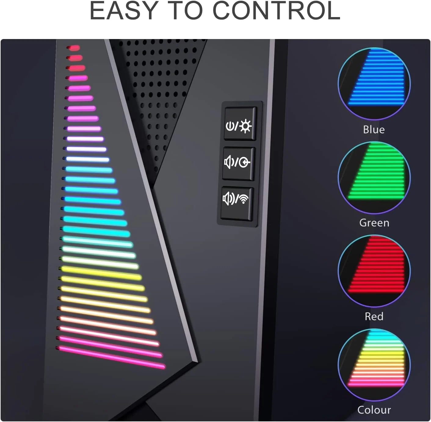 اسپیکرهای کامپیوتر NALACAL، اسپیکرهای رومیزی RGB پویا، پشتیبانی از بلوتوث استریو 5.0 و اتصال سیمی، اسپیکر برای کامپیوتر، لپ تاپ/تلفن/آیپد و کنسول بازی، تغذیه از طریق USB با کابل 3.5 میلی متری