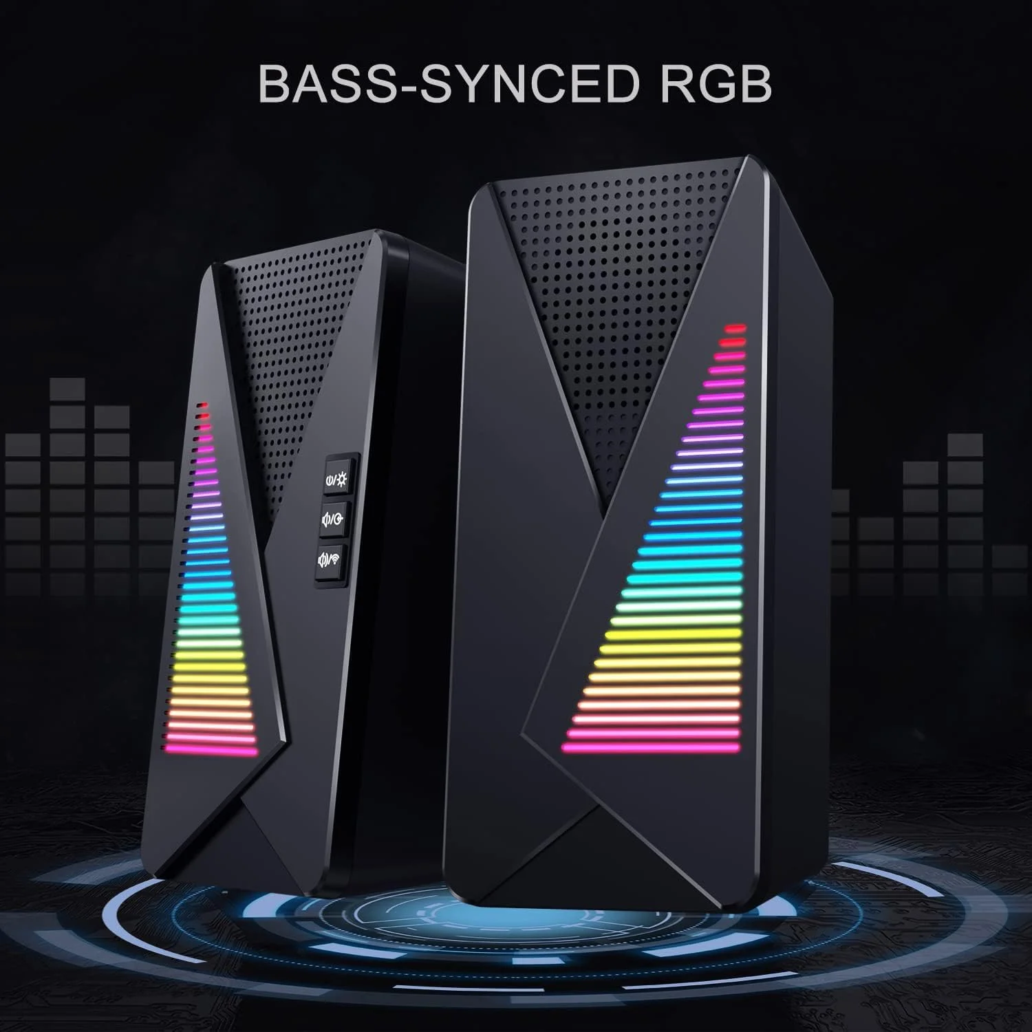 اسپیکرهای کامپیوتر NALACAL، اسپیکرهای رومیزی RGB پویا، پشتیبانی از بلوتوث استریو 5.0 و اتصال سیمی، اسپیکر برای کامپیوتر، لپ تاپ/تلفن/آیپد و کنسول بازی، تغذیه از طریق USB با کابل 3.5 میلی متری