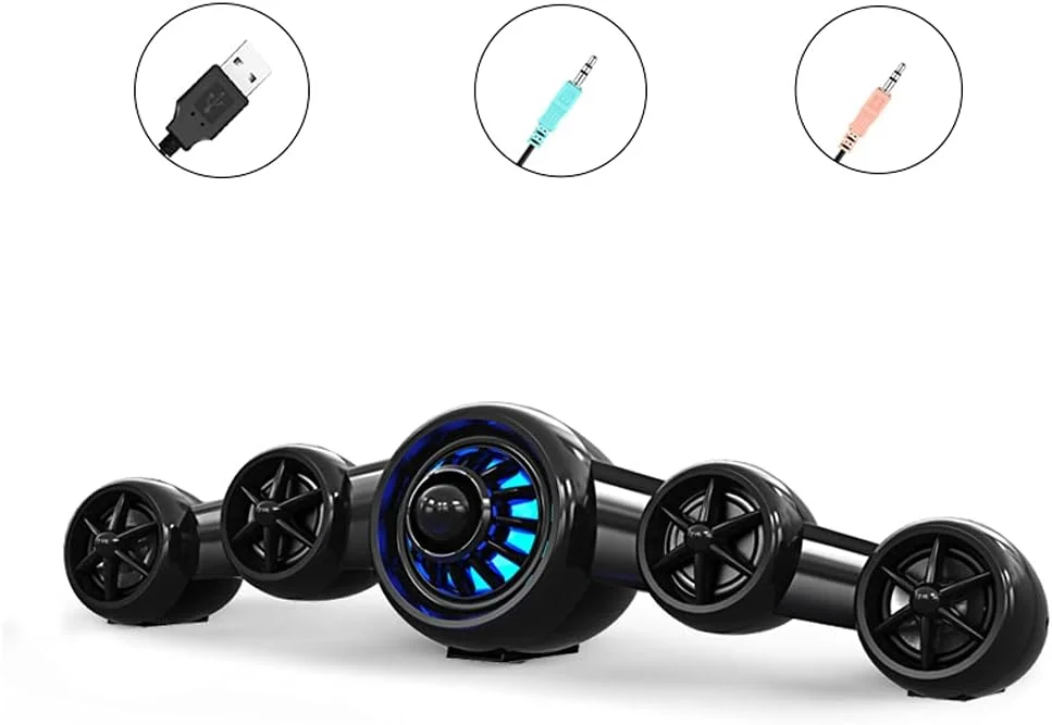 باند بلندگوی XUMIUZIY، جعبه صدای ساب ووفر چند رسانه ای مدل SADA D-219 با طرح هواپیما، بلندگو برای تلفن همراه رومیزی، طراحی انسانی با پد ضد لغزش، صدای چپ و راست (مشکی)