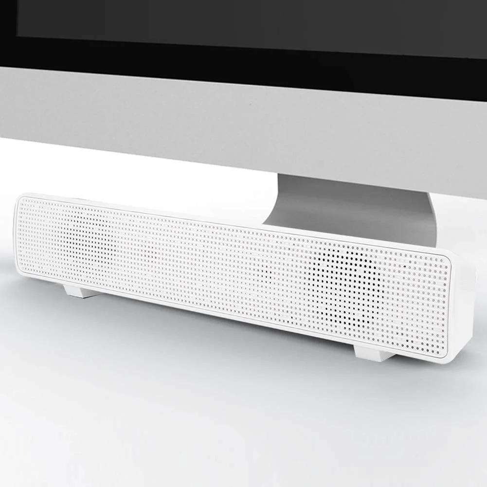 اسپیکر بی سیم XUMIUZIY، اسپیکر کامپیوتر 5.0 بی سیم برای کامپیوتر رومیزی/تلفن همراه، فول رنج، دکمه کنترل صدا (سفید)