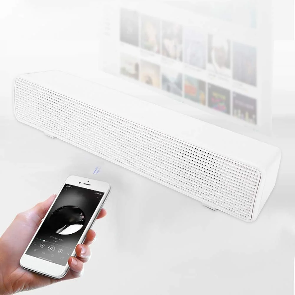 اسپیکر بی سیم XUMIUZIY، اسپیکر کامپیوتر 5.0 بی سیم برای کامپیوتر رومیزی/تلفن همراه، فول رنج، دکمه کنترل صدا (سفید)